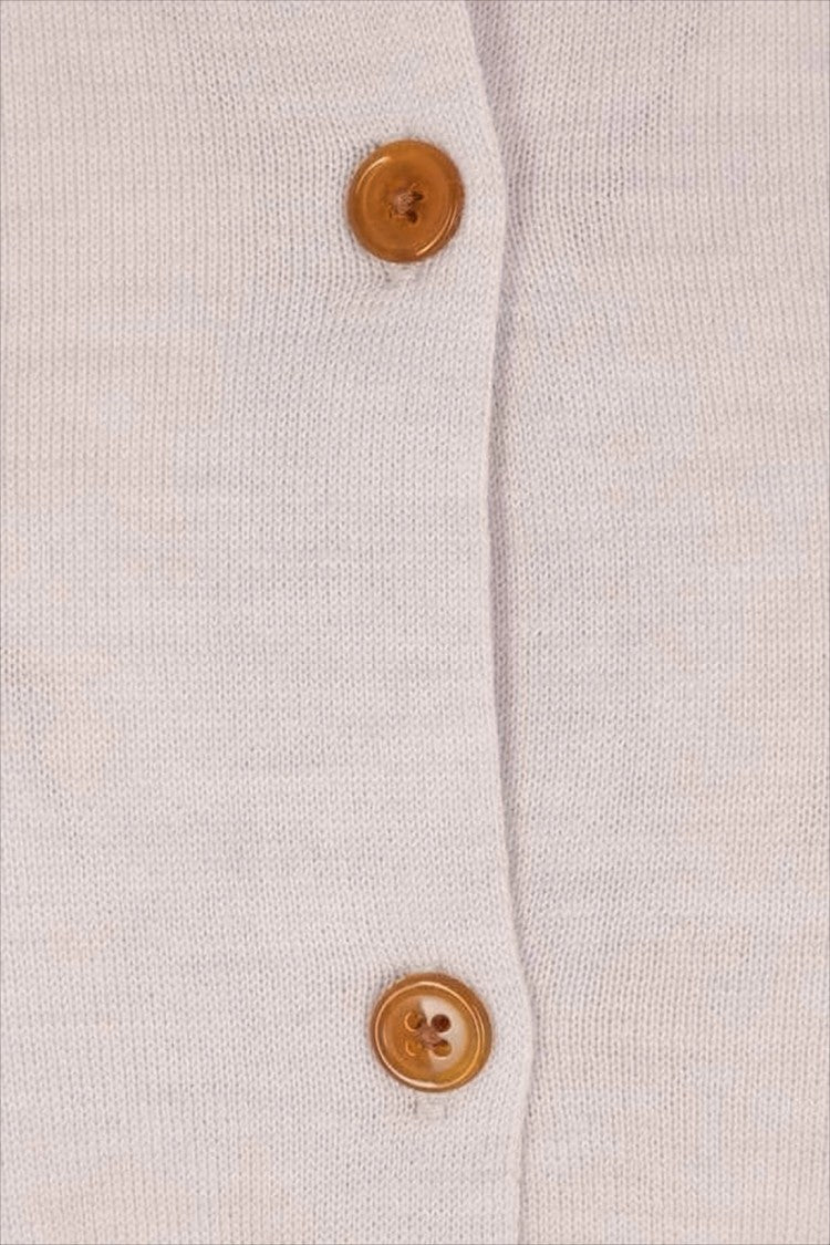 Cropped Button-Down Cardigan with Ribbed Cuffs and Emblem
