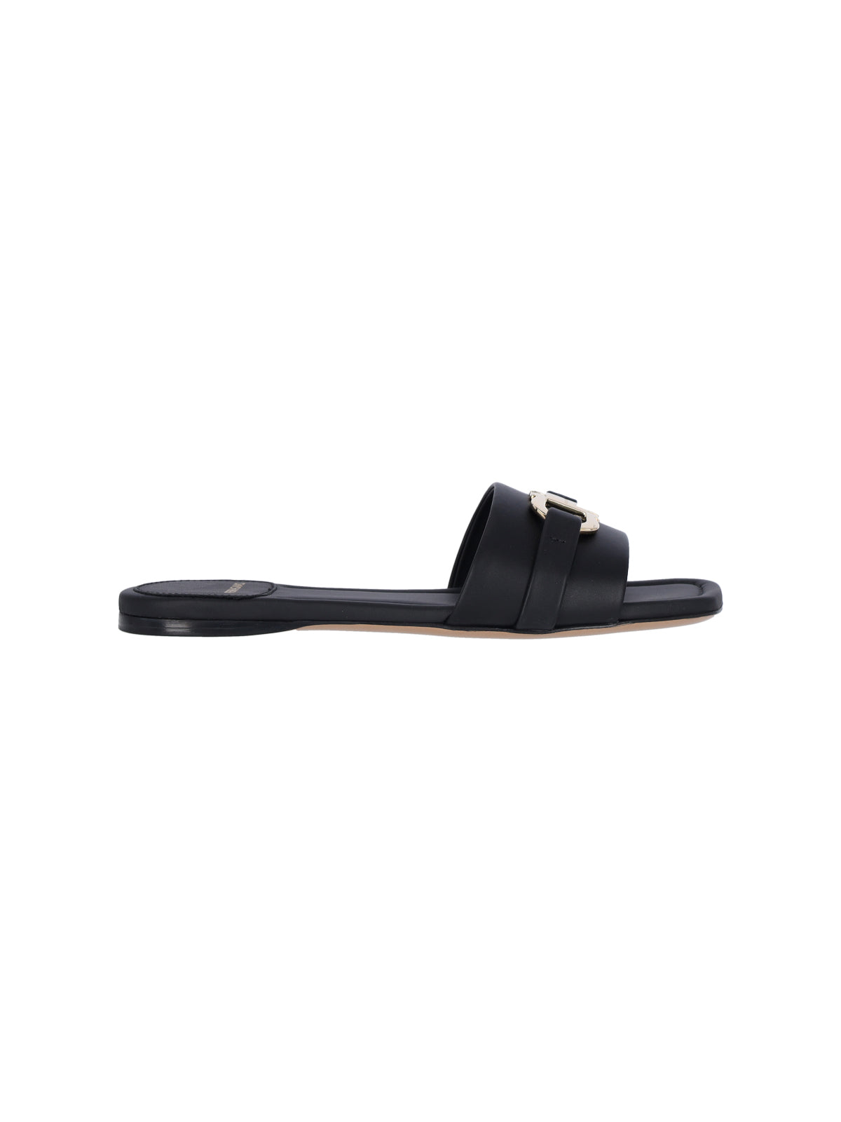 Slide Sandals with Gold-tone Metal Hardware