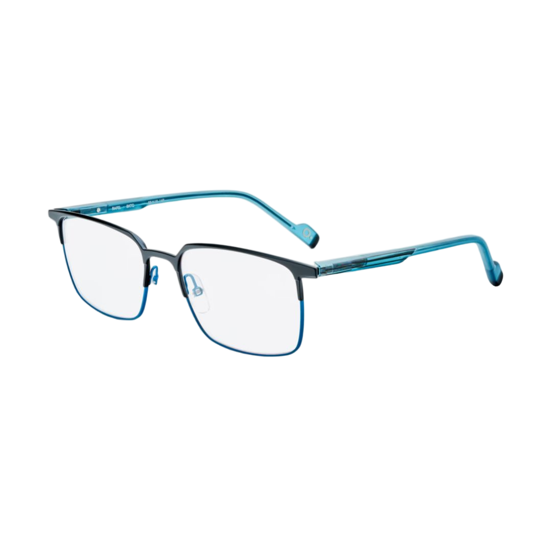 Rafel Rectangular Metal Frame Eyeglasses with Translucent Temples