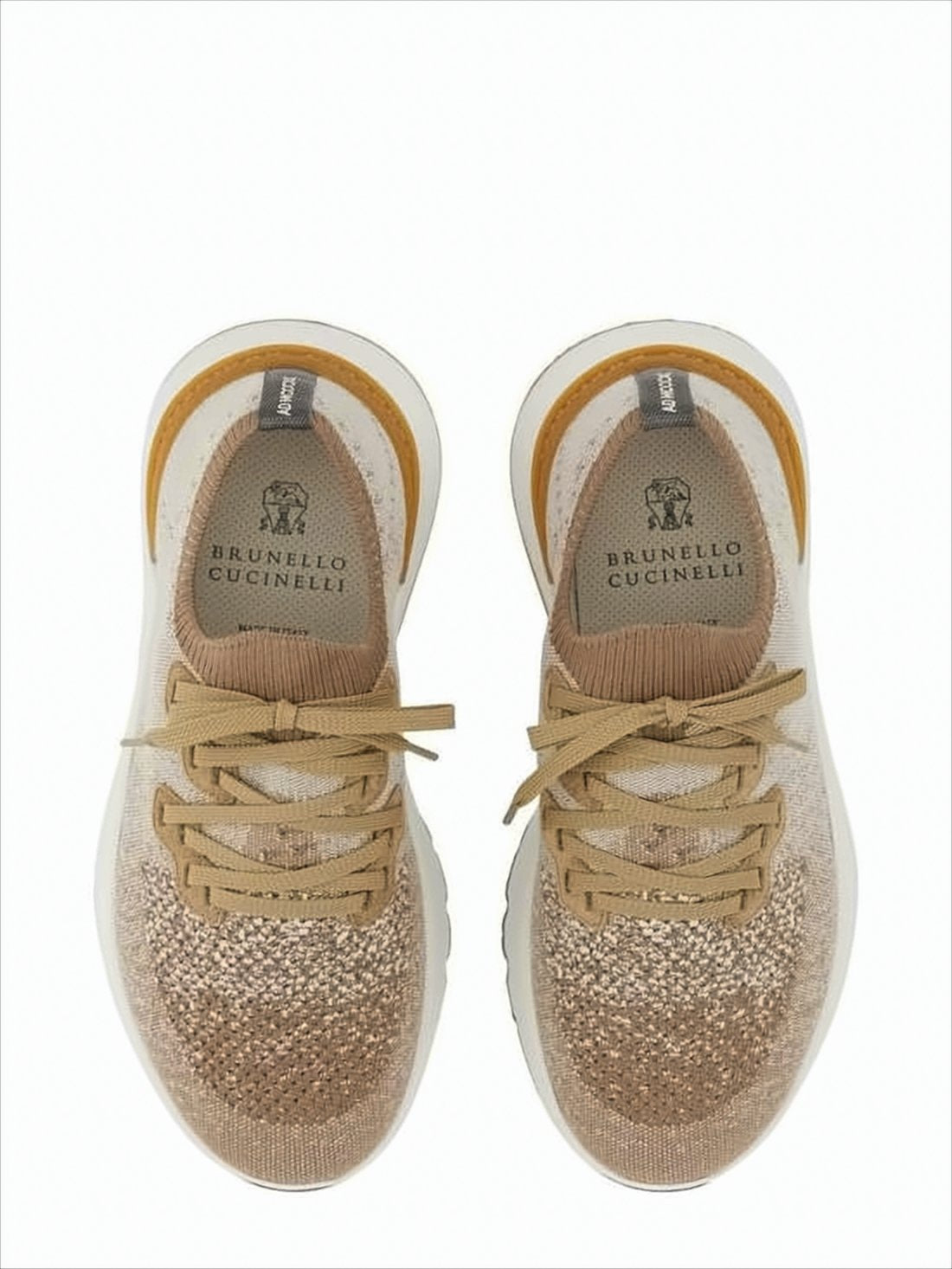 Textured Knit Sneakers with Mustard Accent