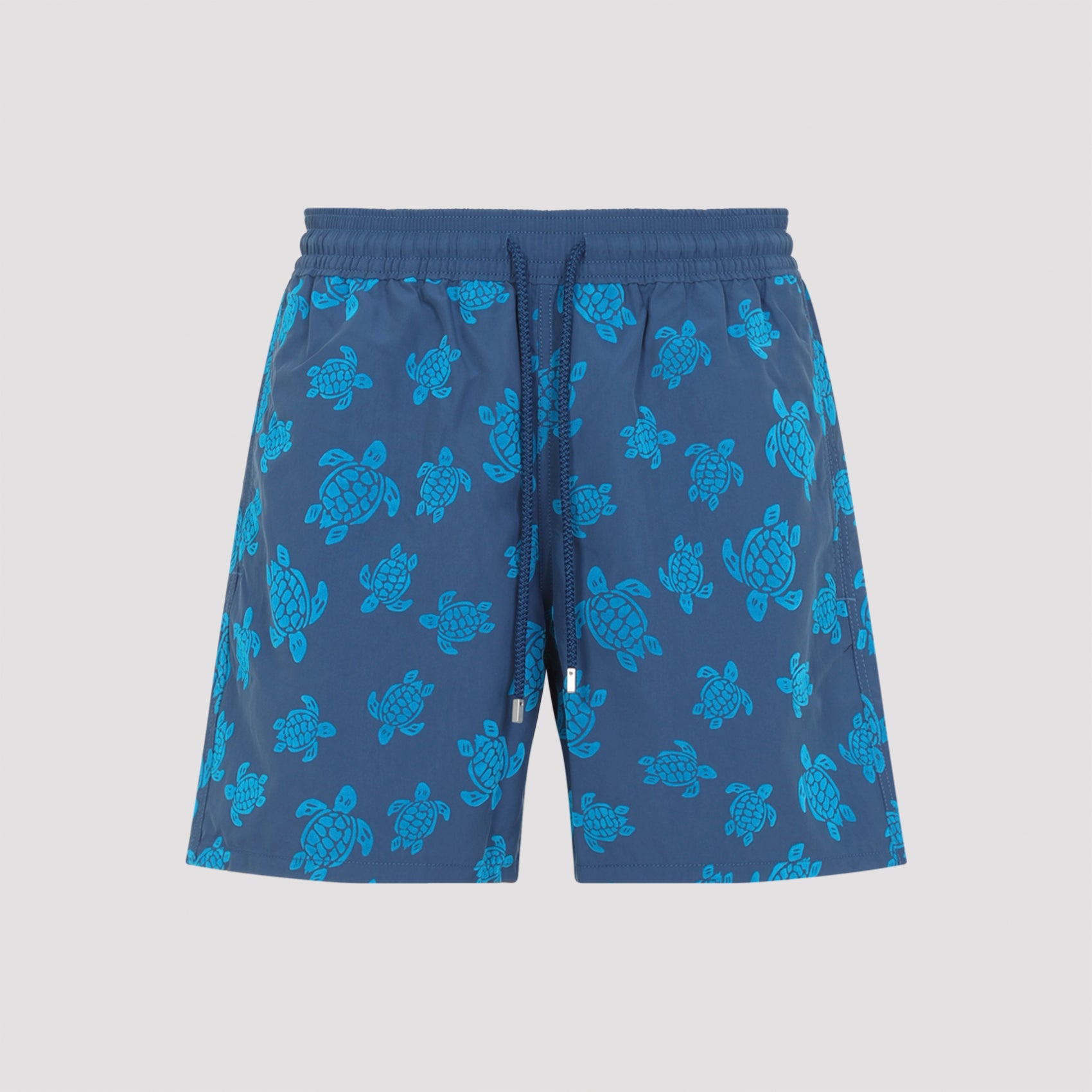 Sea Turtle-Pattern Swim Shorts with Adjustable Waist