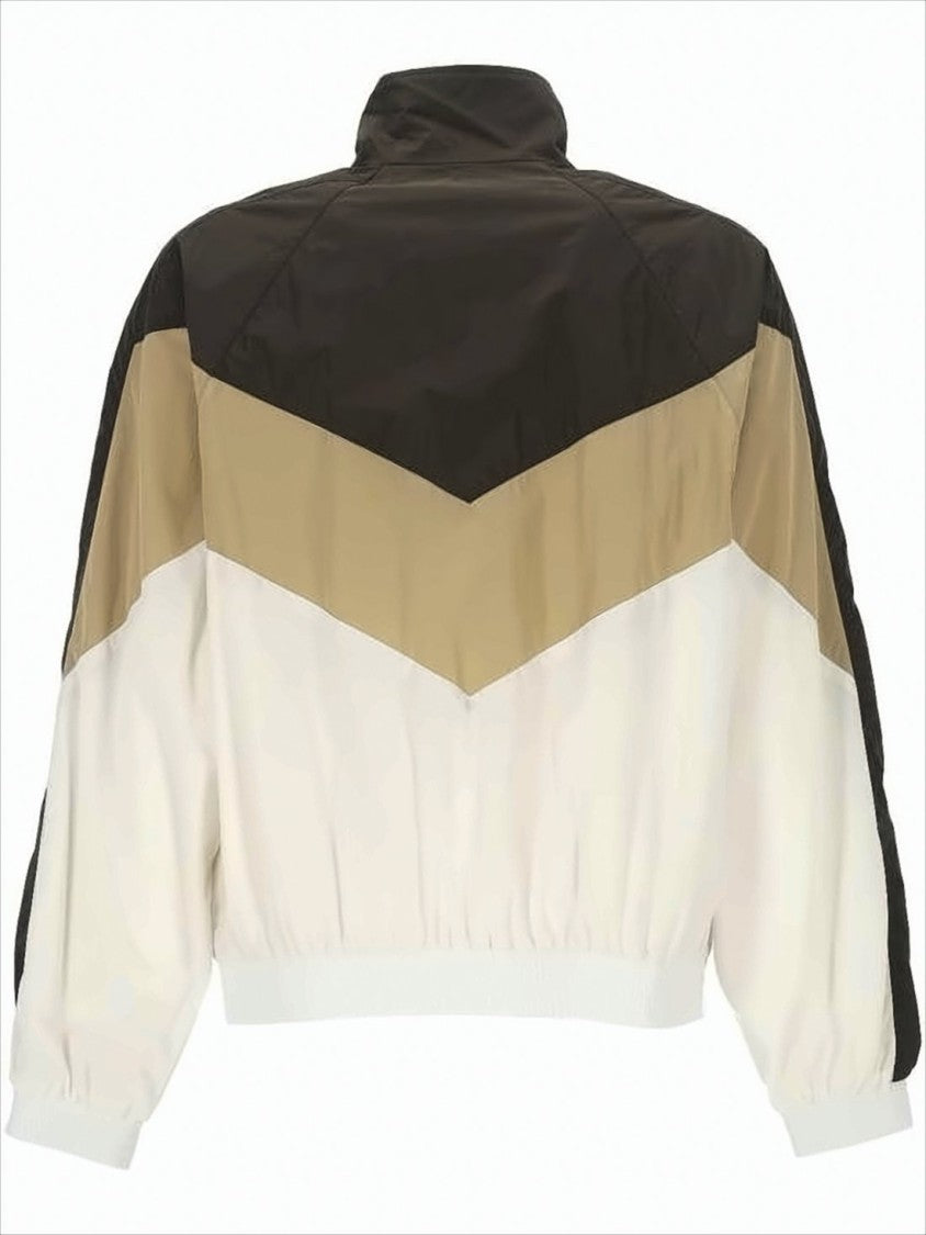 Color-Block Chevron Design Nylon Jacket