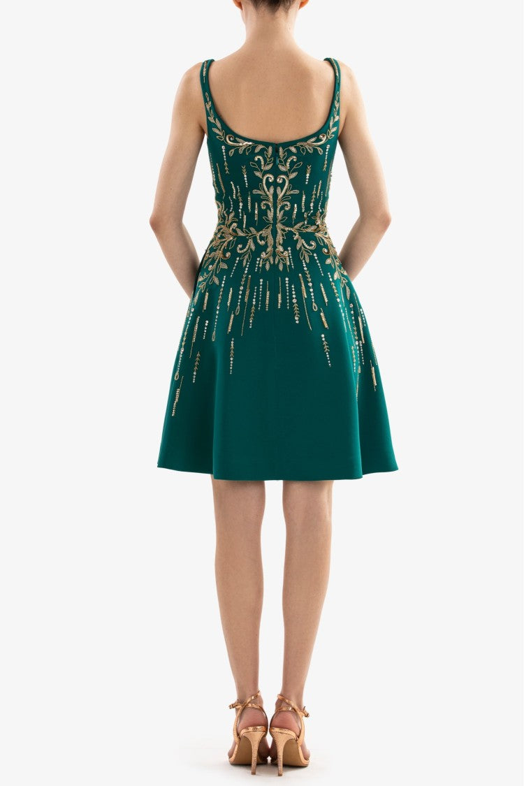 Short Crepe Beaded Dress