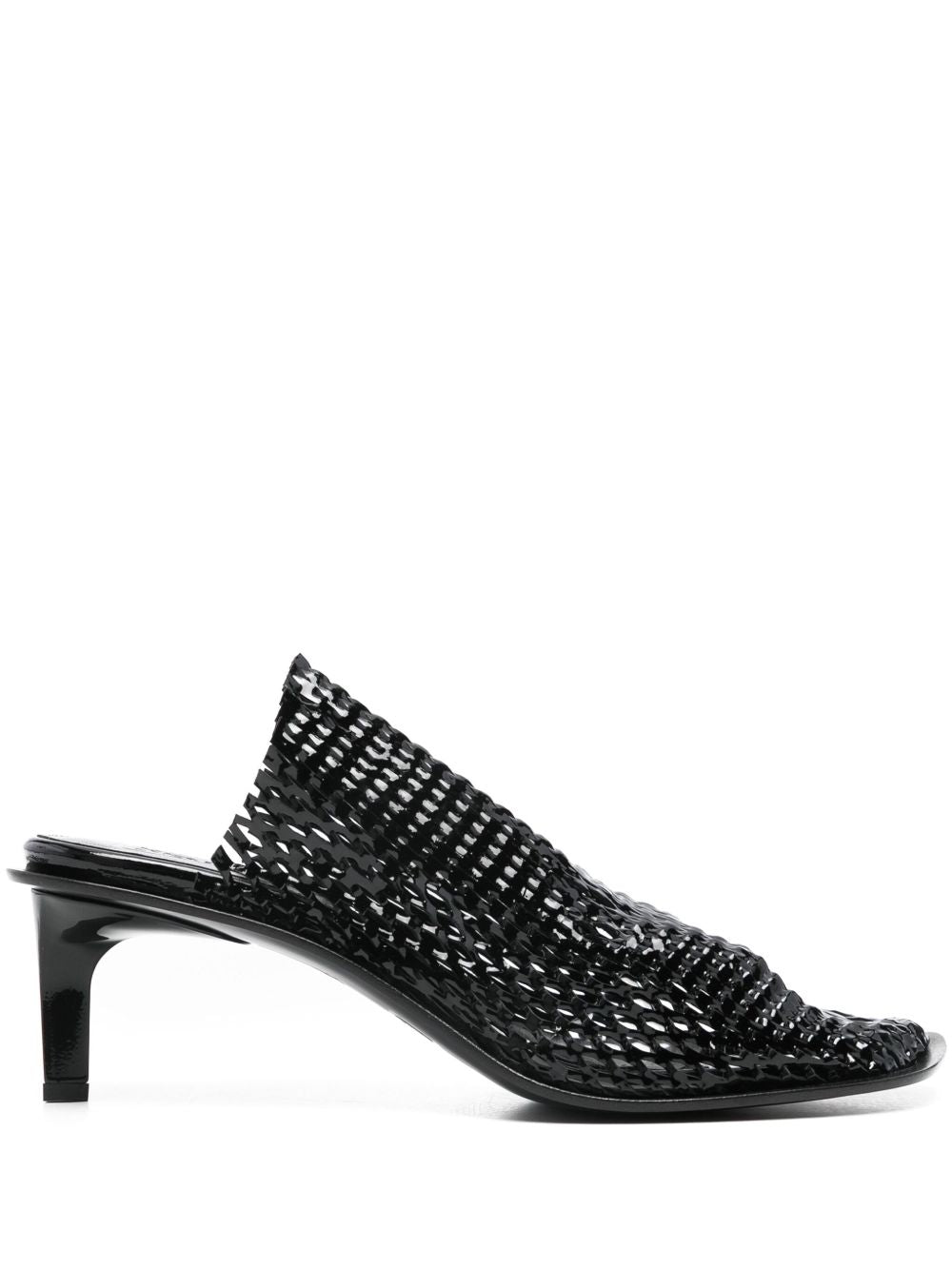 Low Sculpted Heel Black Sandals
