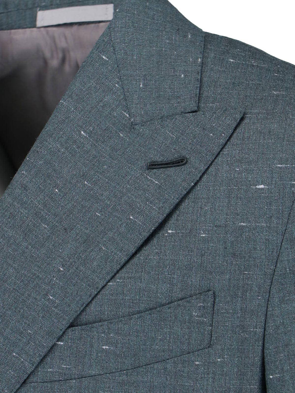 Green Double-Breasted Textured Silk-Wool Blazer