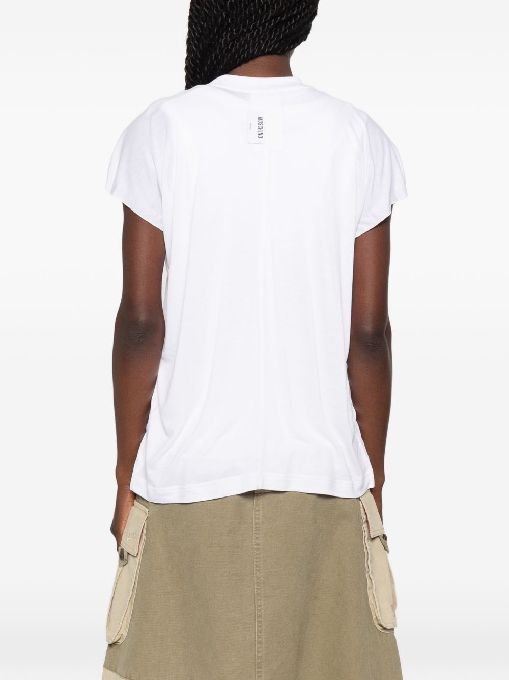 White Central Seam Detail Crew Neck Top
