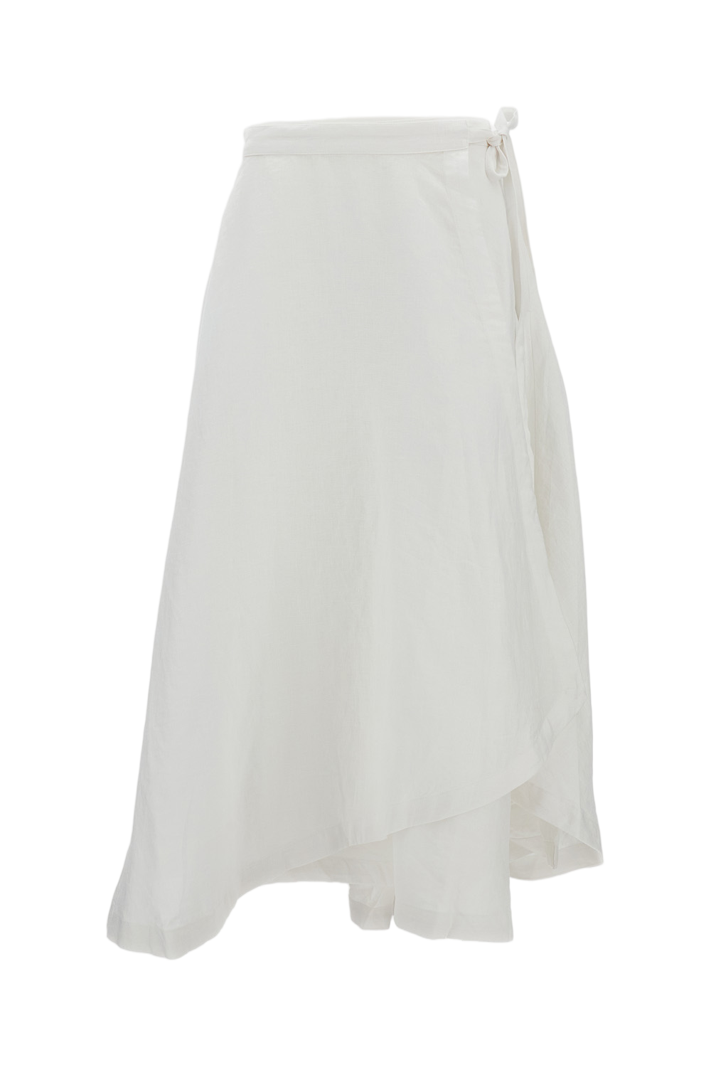 Wrap-Style Long Linen Skirt with A-Line Silhouette