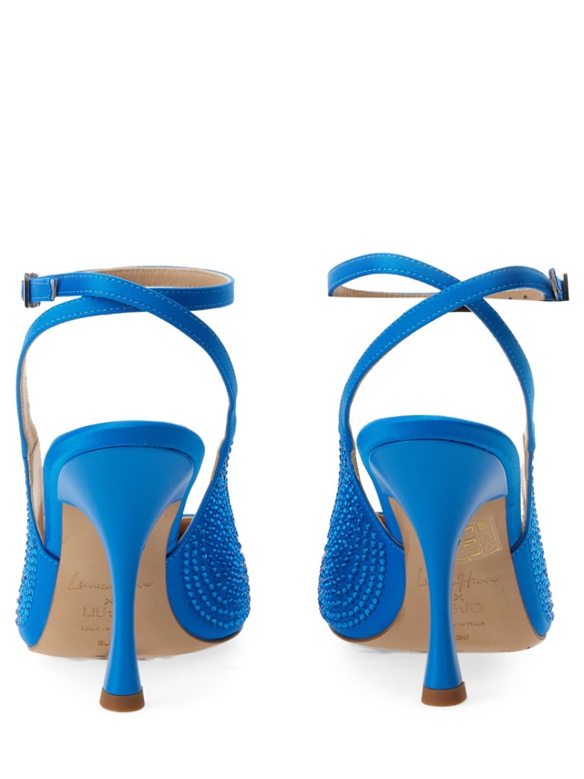 Satin Slingback Heels With Hourglass Design