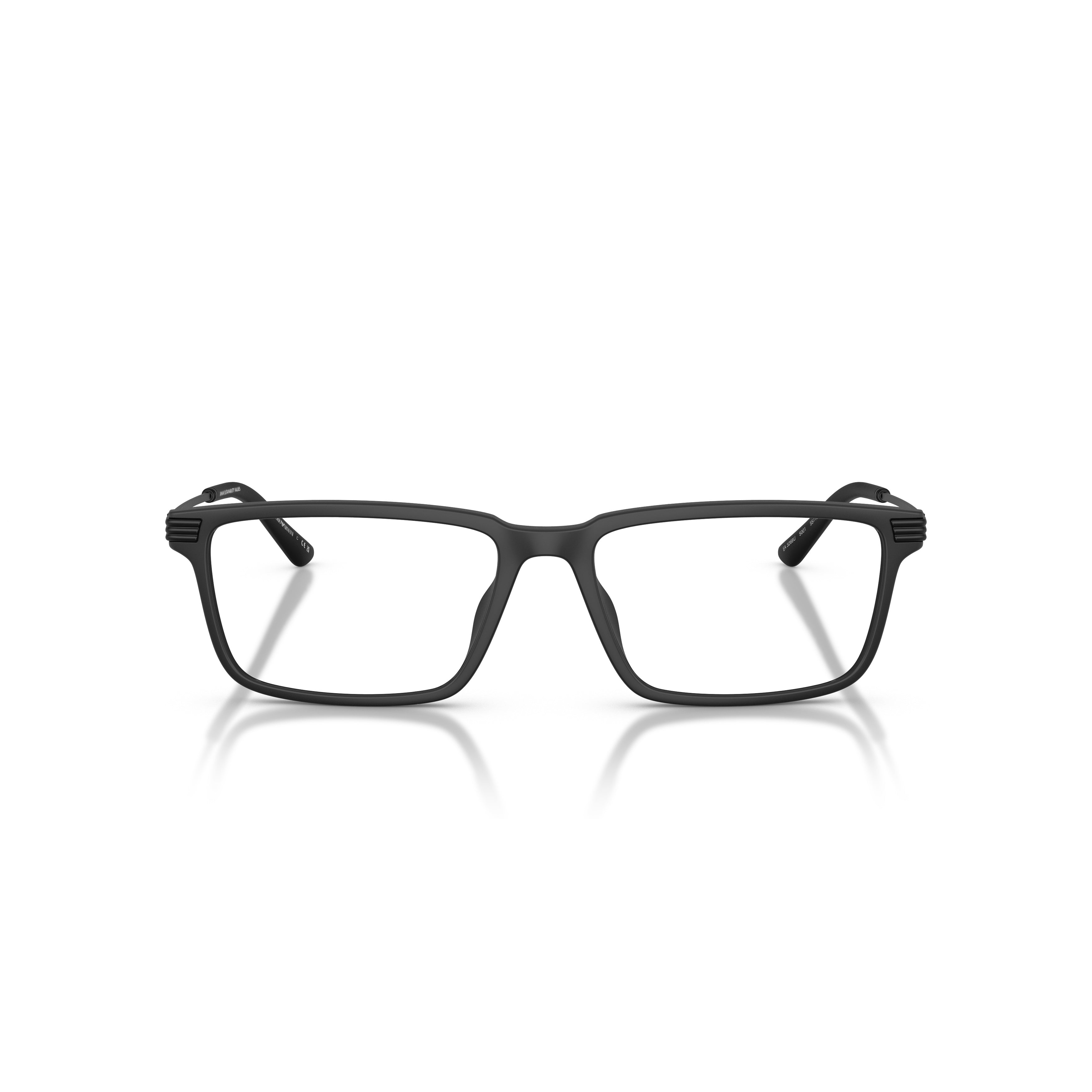 0ea3268u Rectangular Matte Black Eyeglasses with Ridged Temples