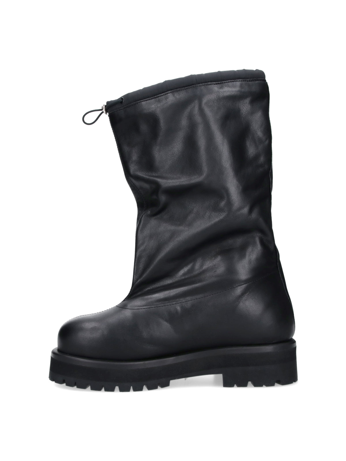 Black Slouched Drawstring Matte Boots