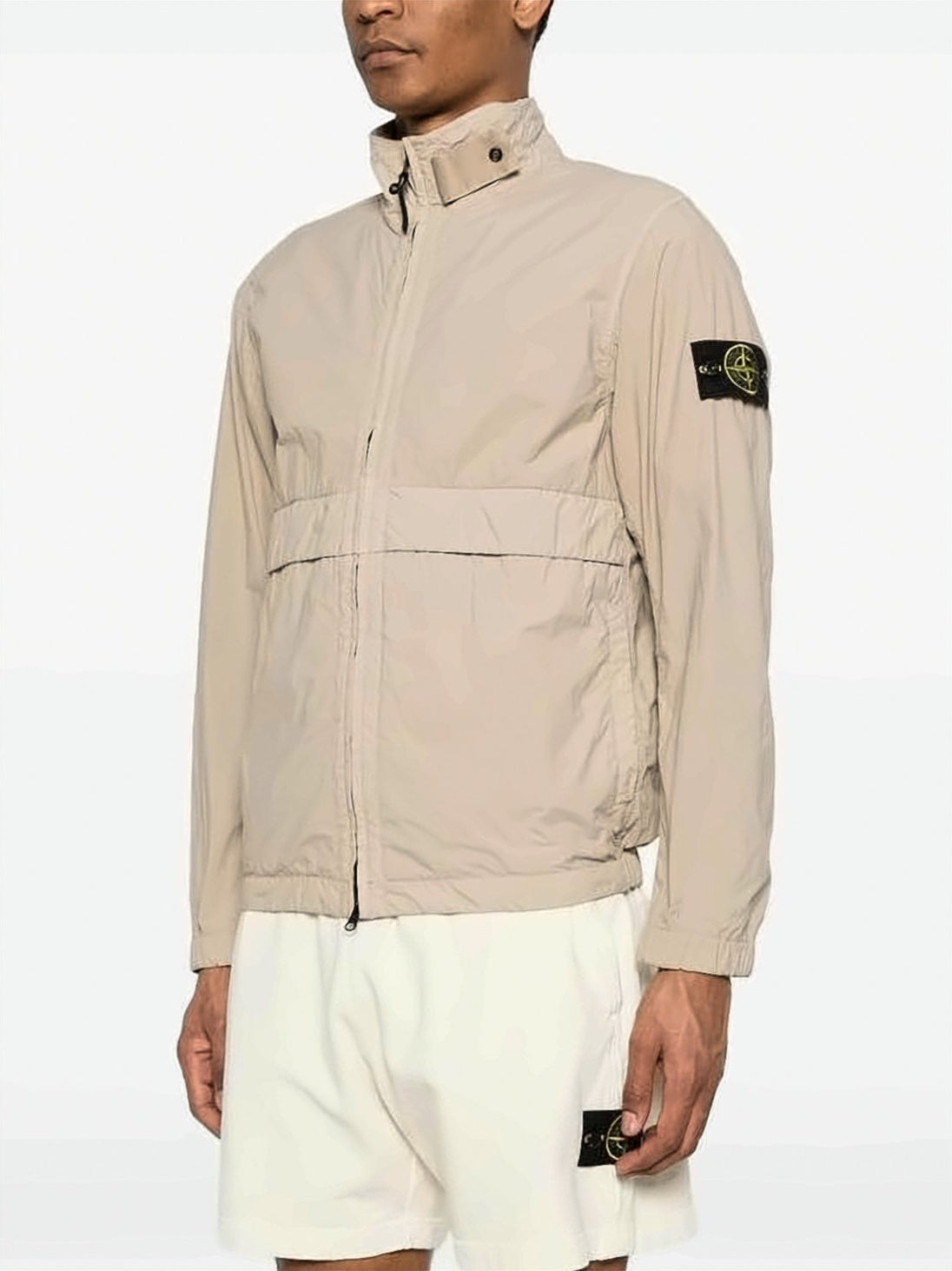 Nylon Smarilia-Tc Stand Collar Jacket With Snap Button Closure