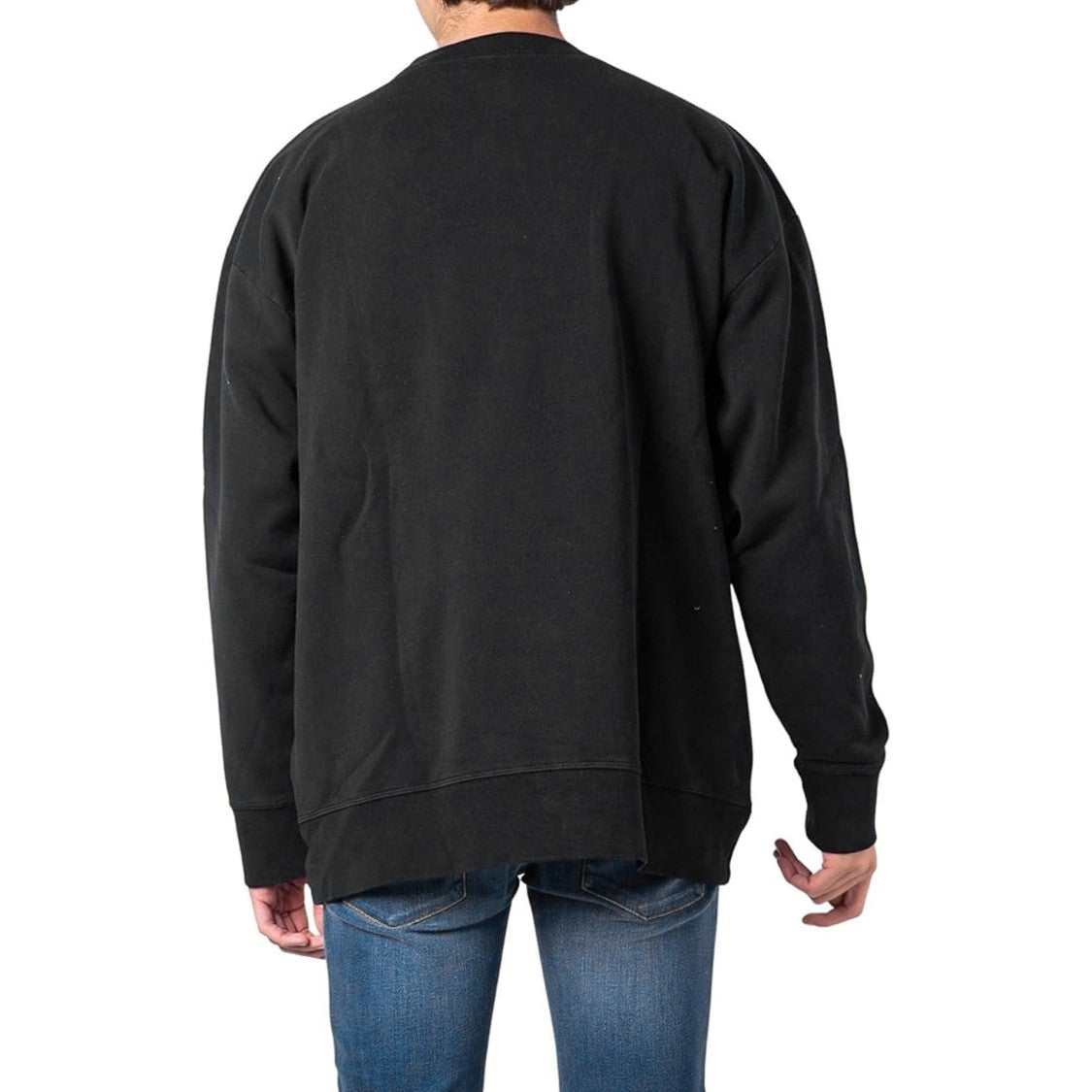 Black Cotton Sweatshirt With Bold Logo Graphics