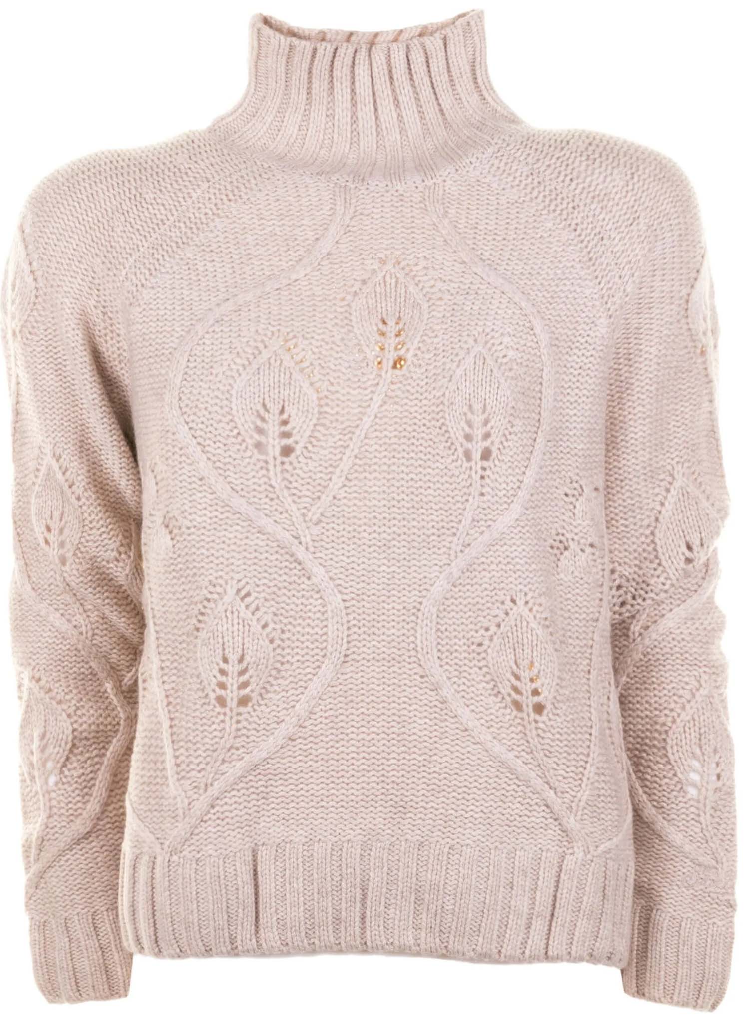 Textured Knitted Sweater with High Ribbed Turtleneck