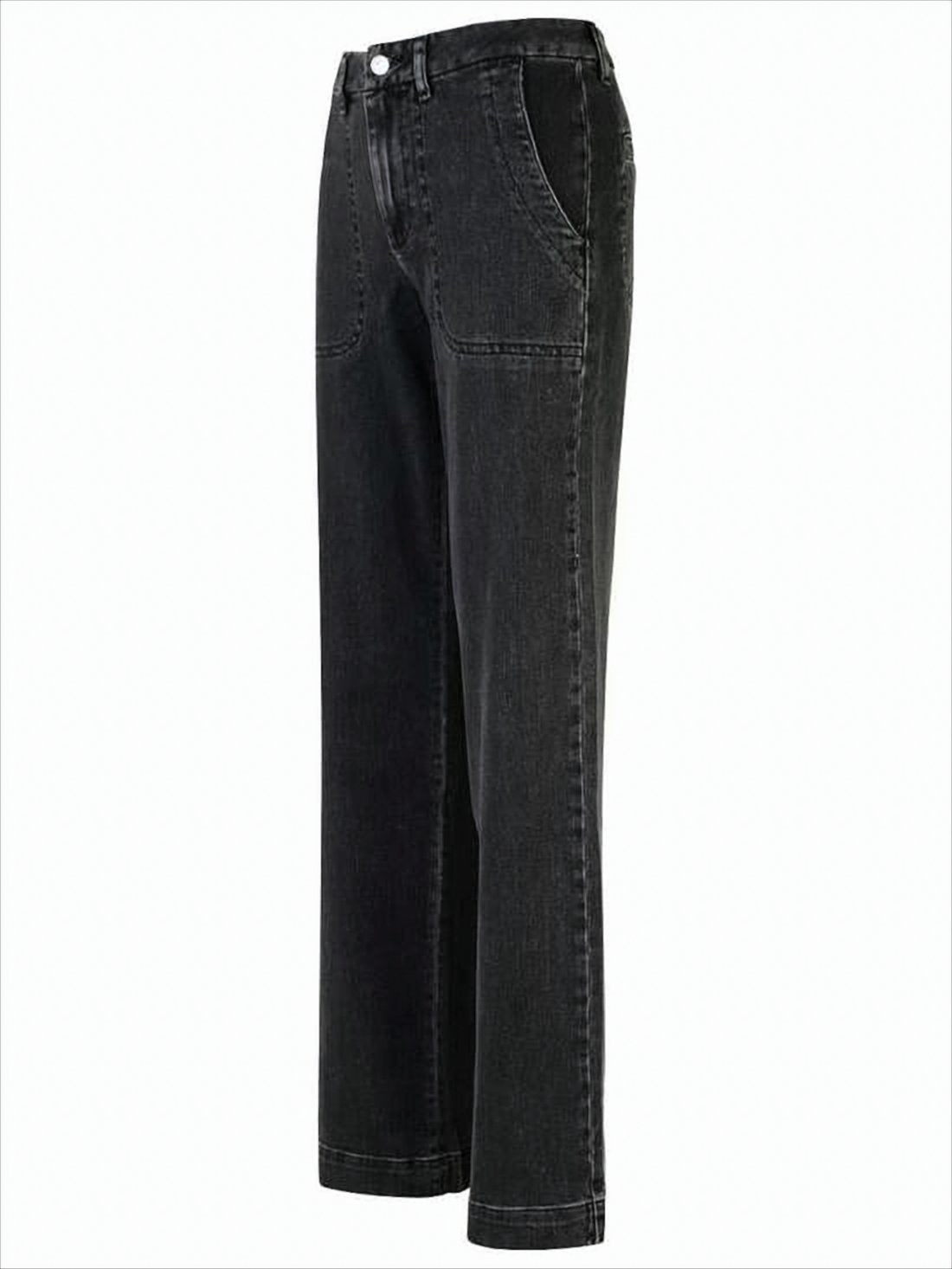 Washed Black Straight-Leg Denim Pants