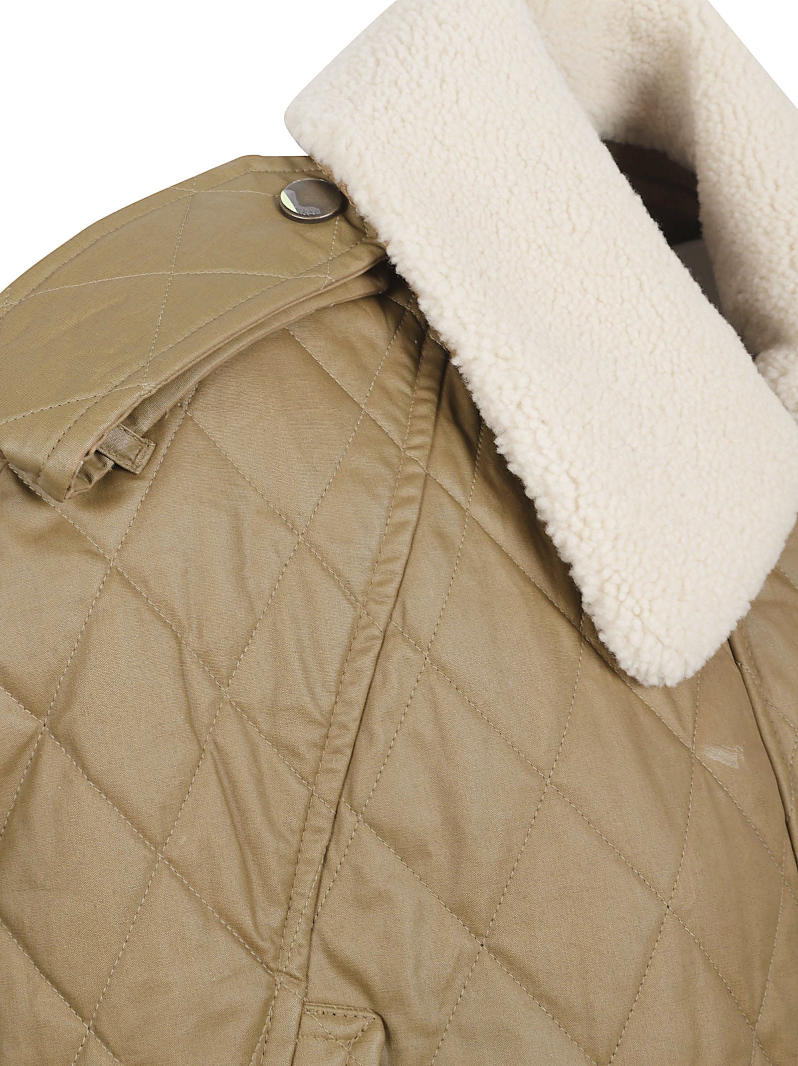Quilted Cape with Teddy Collar and Contrast Fastening