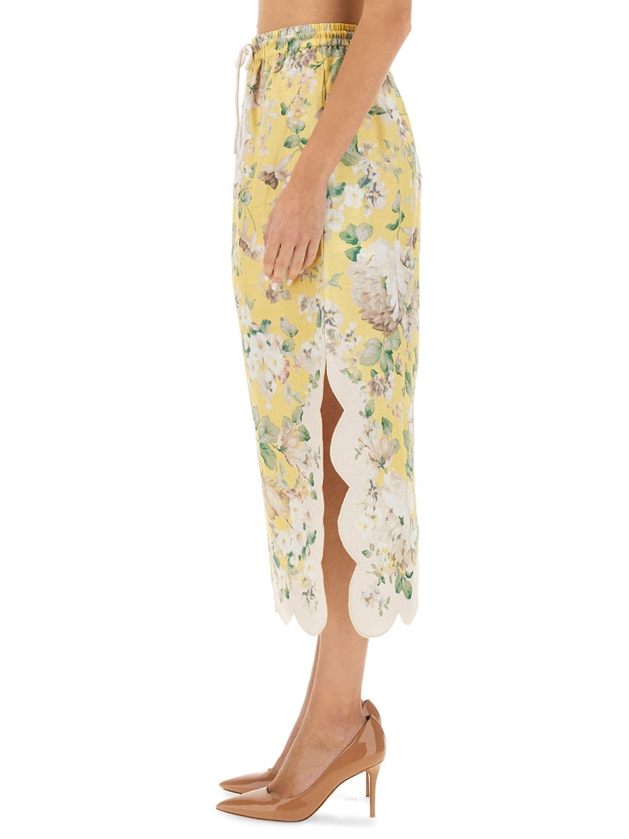 Classic Linen Skirt With Elegant Draping