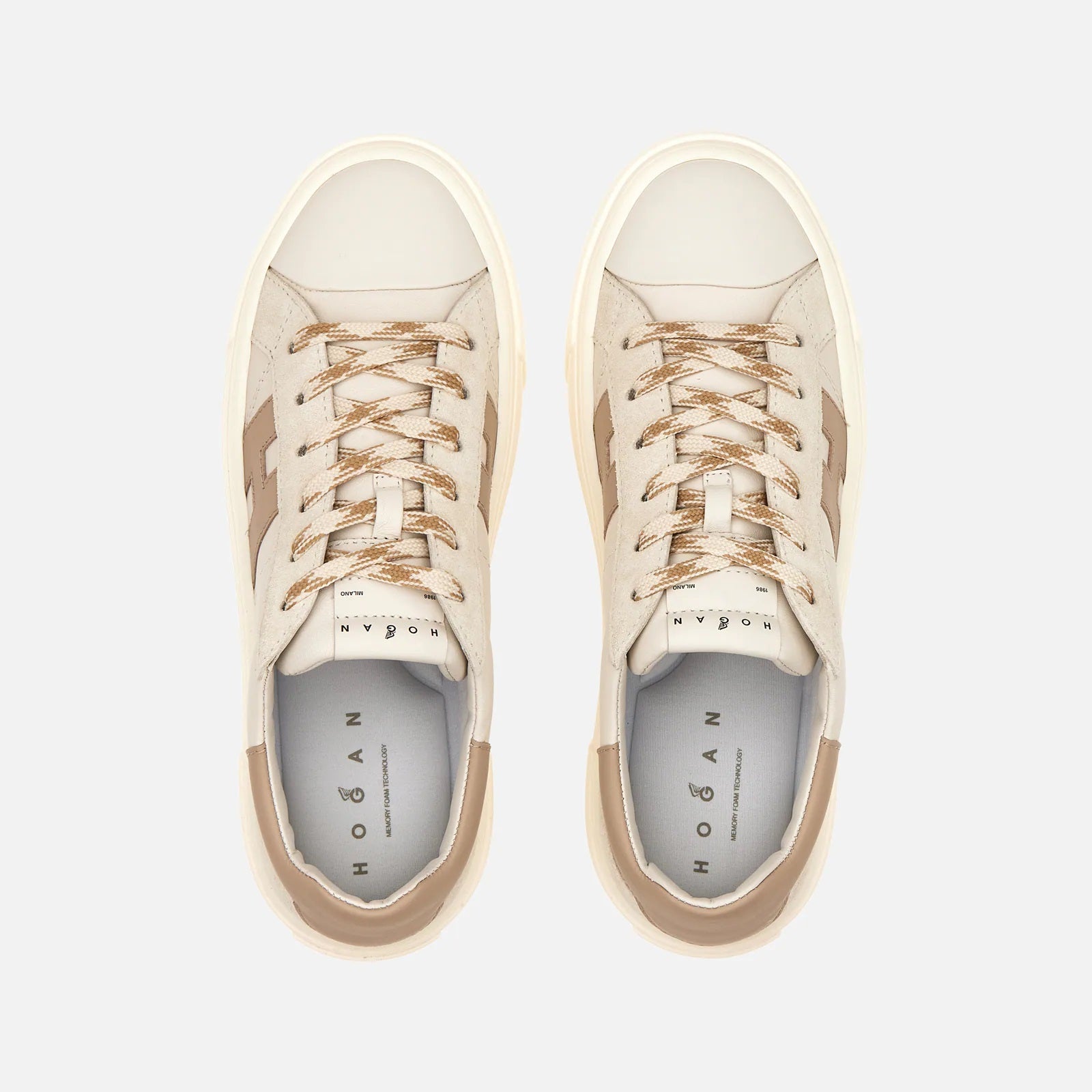 Ivory Taupe H705 Allacciato H Leather Lace-Up