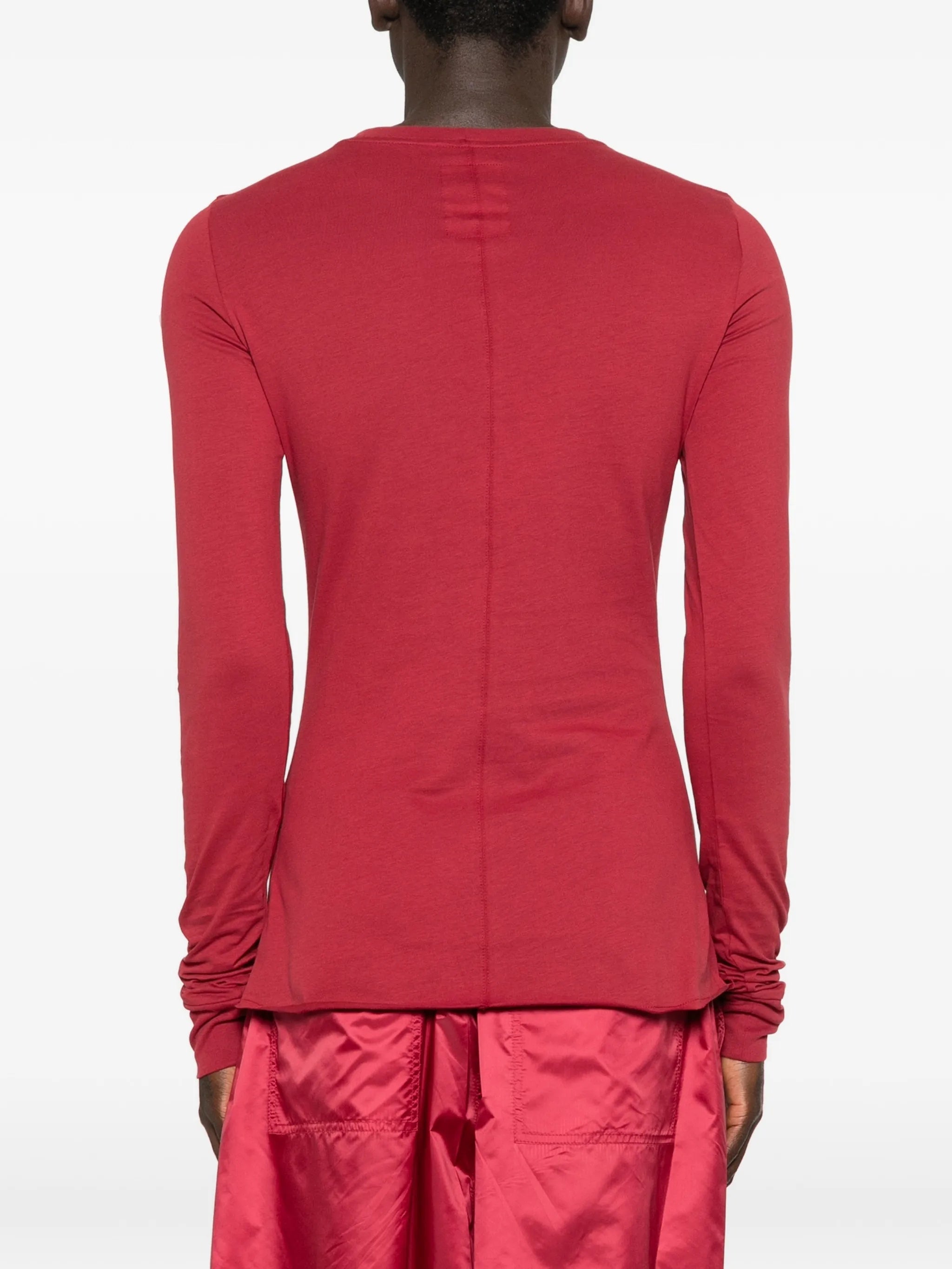 Red Knitted Girder Long-Sleeve T-Shirt