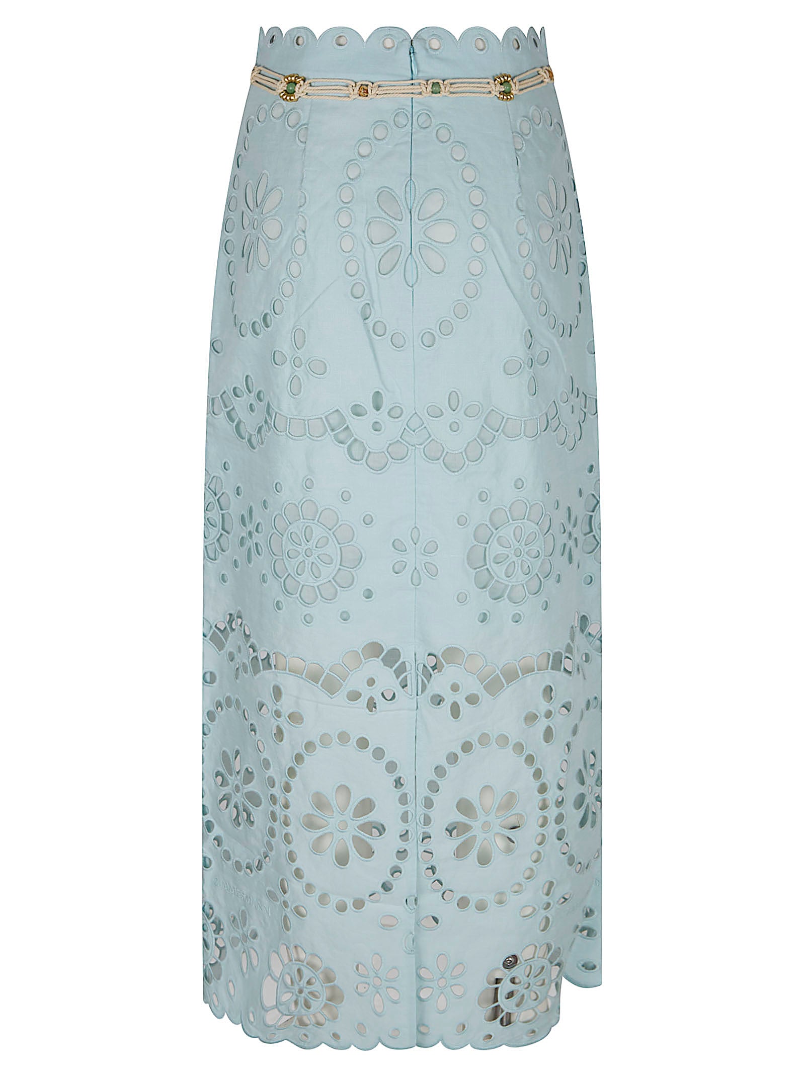 Fitted Midi Skirt with Scalloped Embroidery