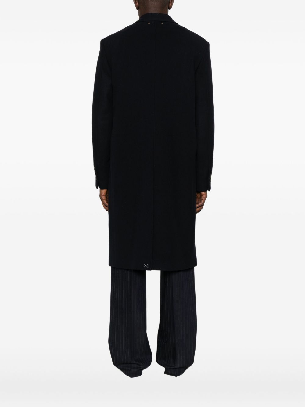 Black Wool Blend Notched Lapel Coat