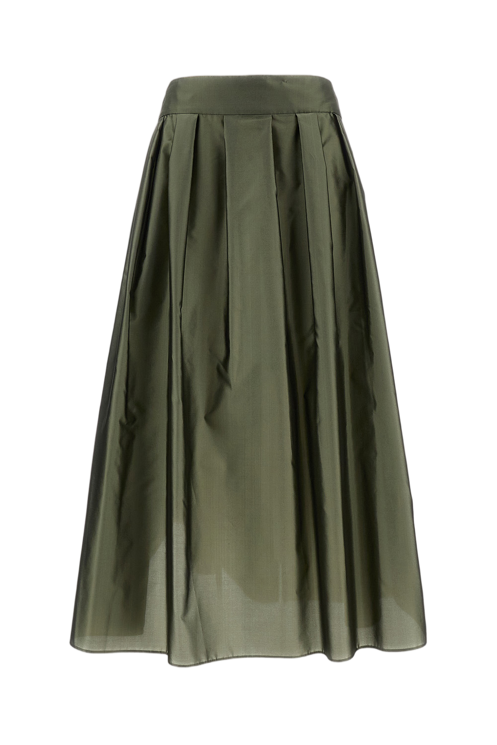 Pleated Midi Skirt in Silk Blend Taffeta