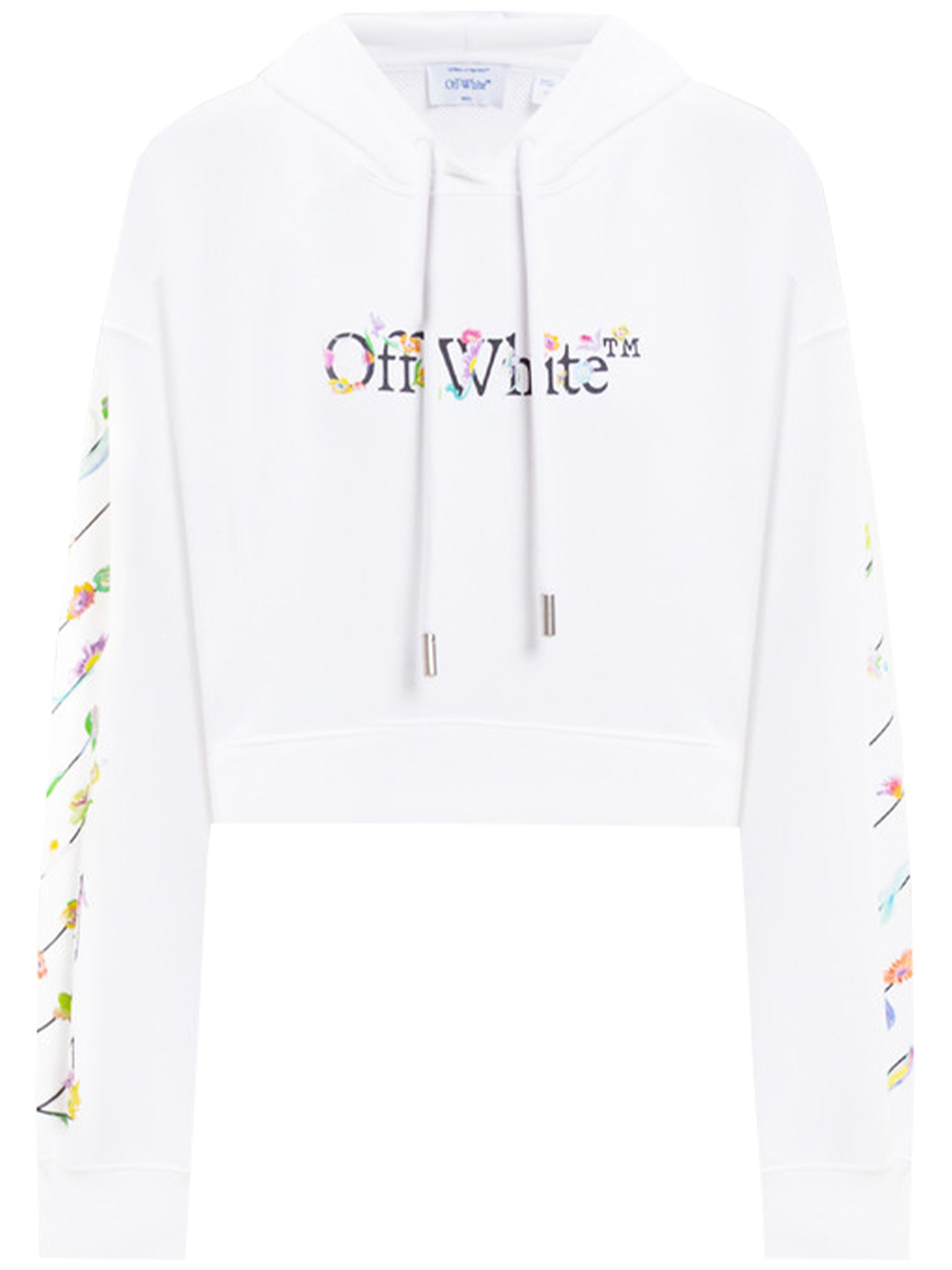 White Bookish Glowing Flower Cotton Hoodie