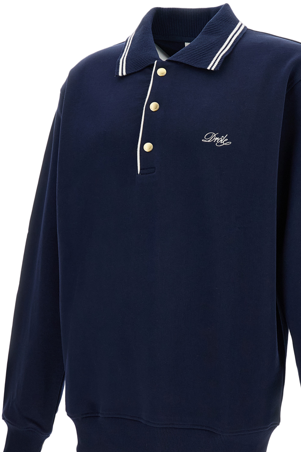 Navy Blue Long-Sleeved Polo Shirt