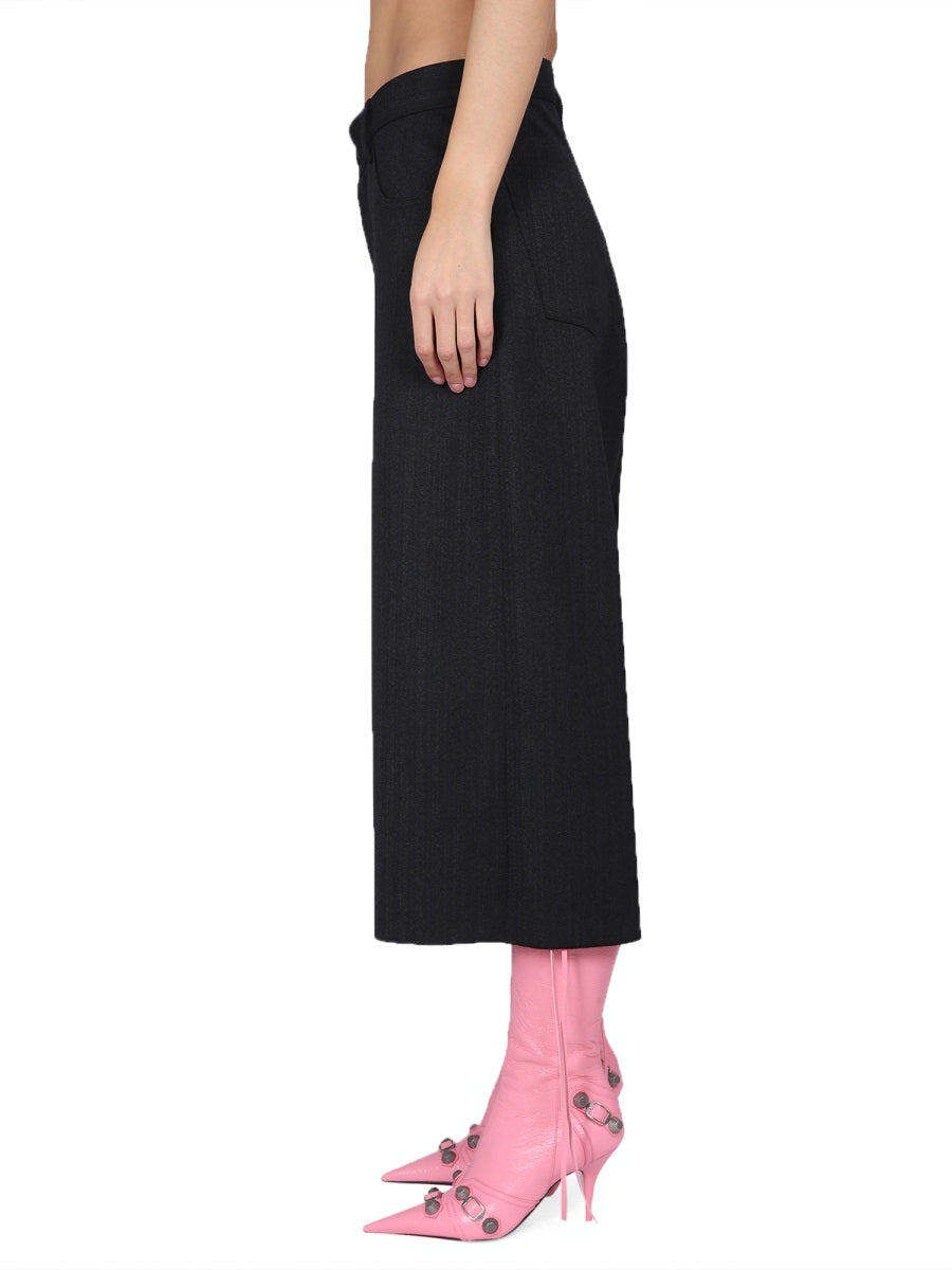 Wool Shorts with Concealed Flap Closure