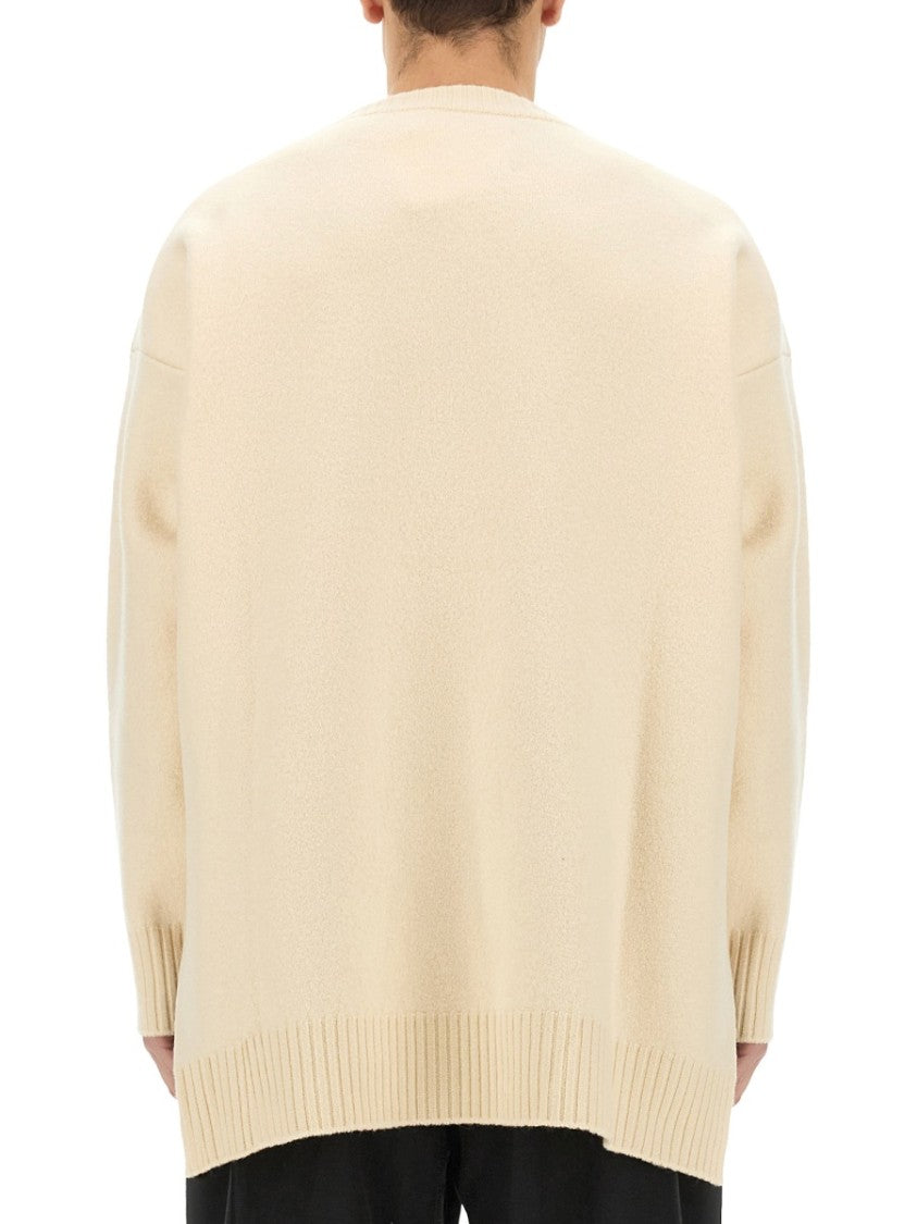 Playful Wool Knit Sweater With Cherry Embroidery