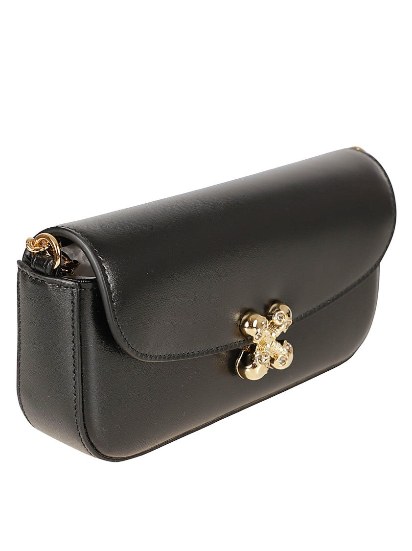 East-West Black Calf Leather Bag