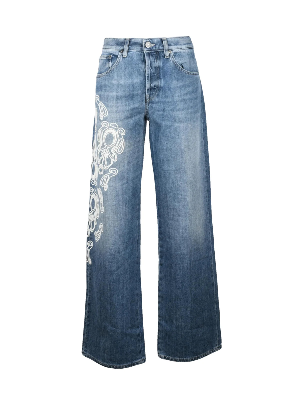 Jacklyn Wide Leg Jeans Embroidered - Blue