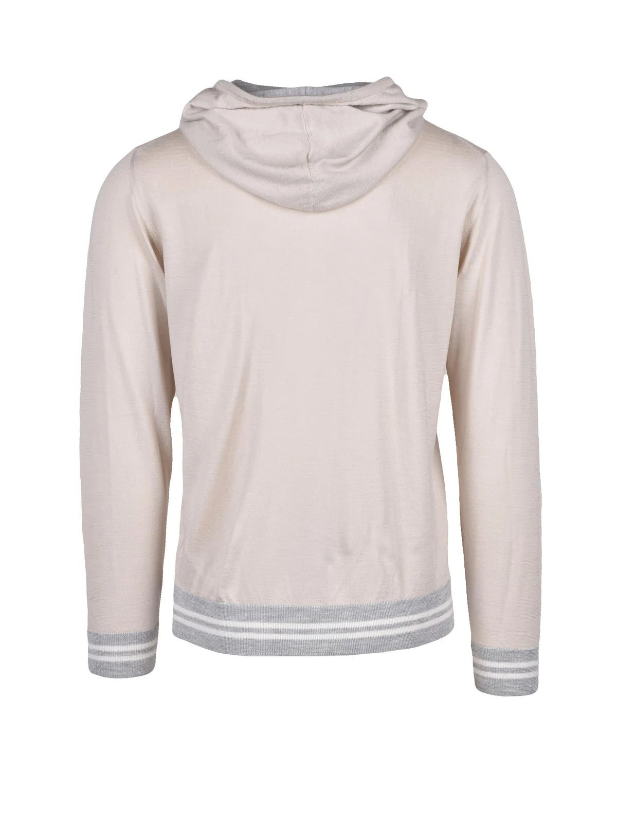 Beige Grey Wool Silk Knit Zip Sweatshirt