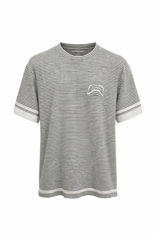Horizontal Stripe Short-Sleeve T-Shirt With Contrasting Cuffs