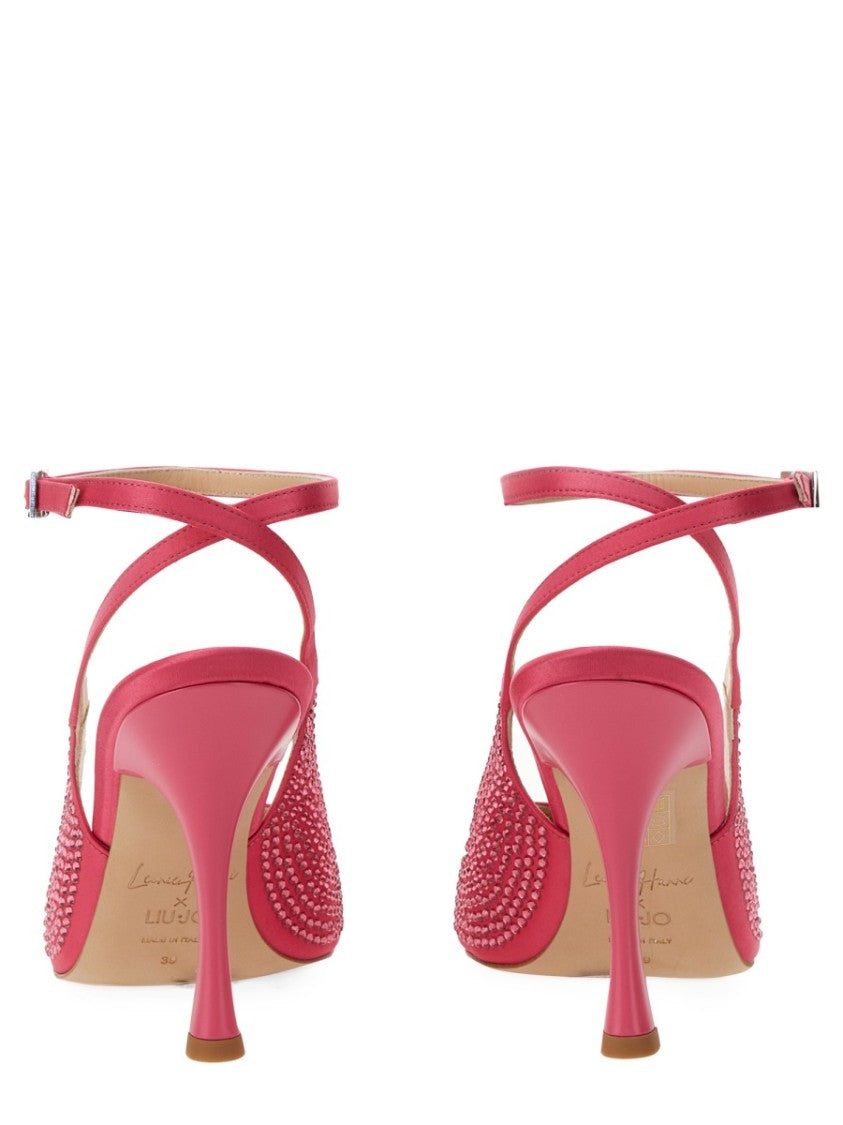 Pointed Toe Satin Slingback Heels