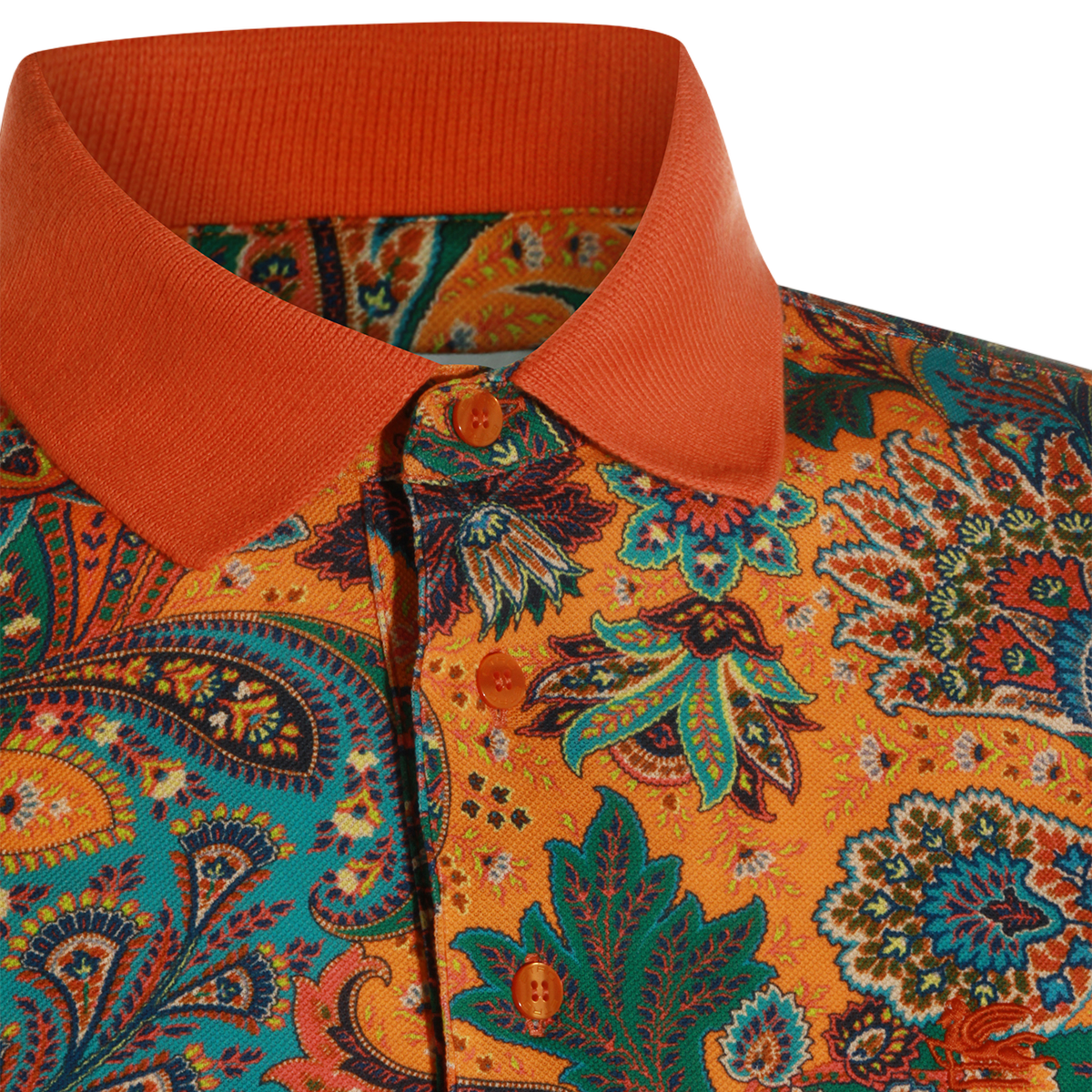 Paisley Pattern Polo Shirt with Ribbed Collar