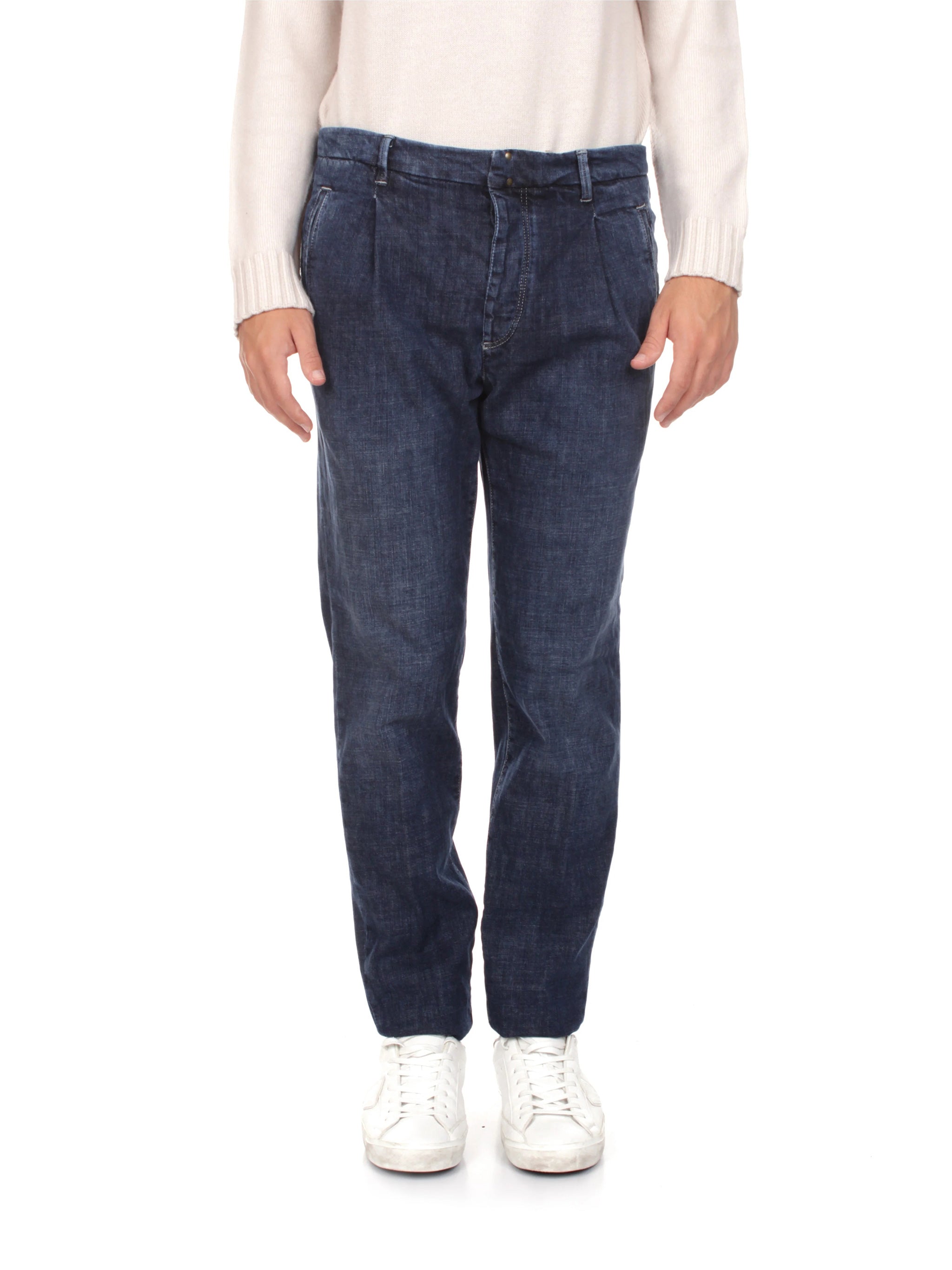 Dark Blue Straight-Leg Denim Jeans