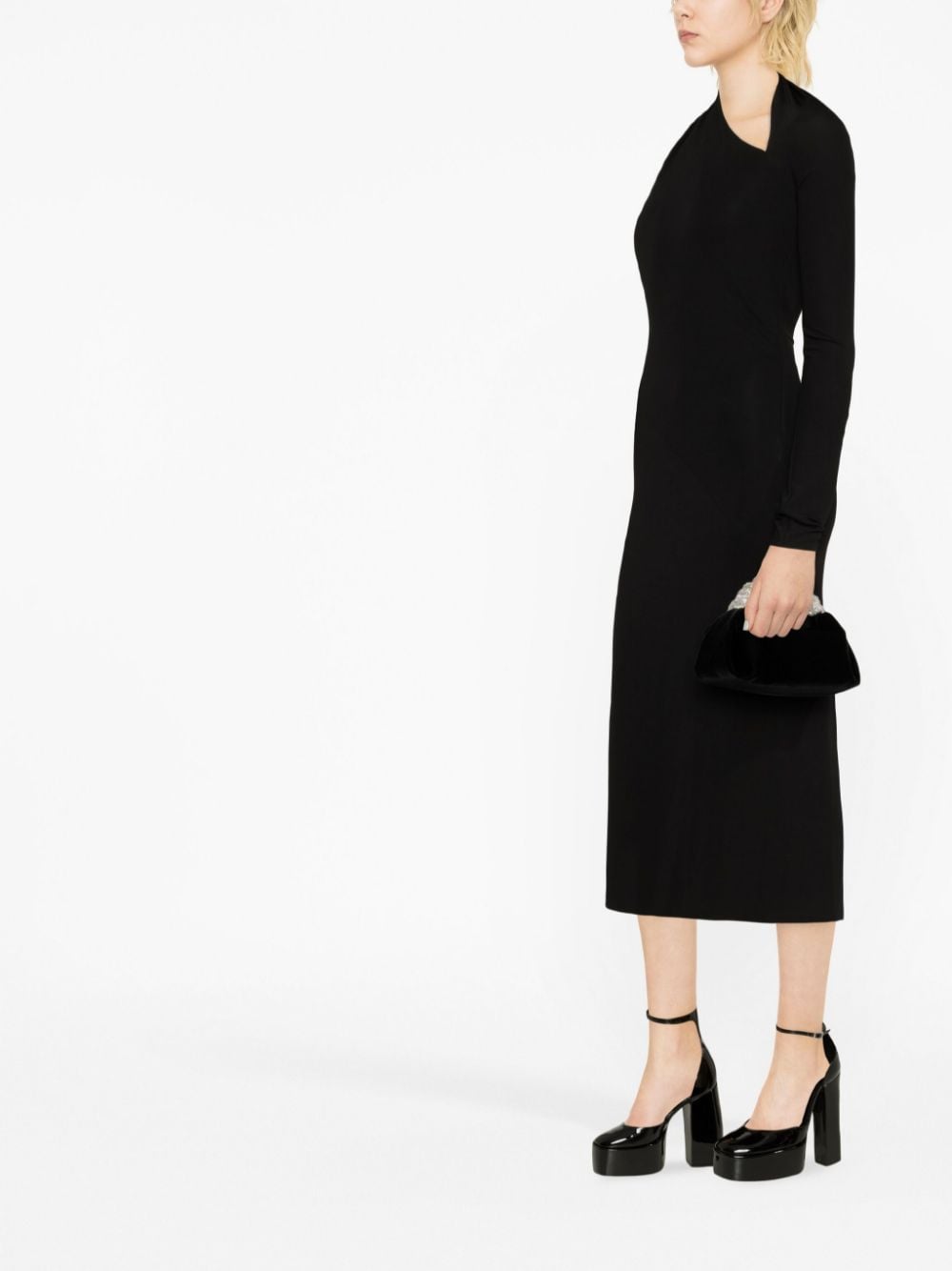 One-Shoulder Cut-Out Midi Dress