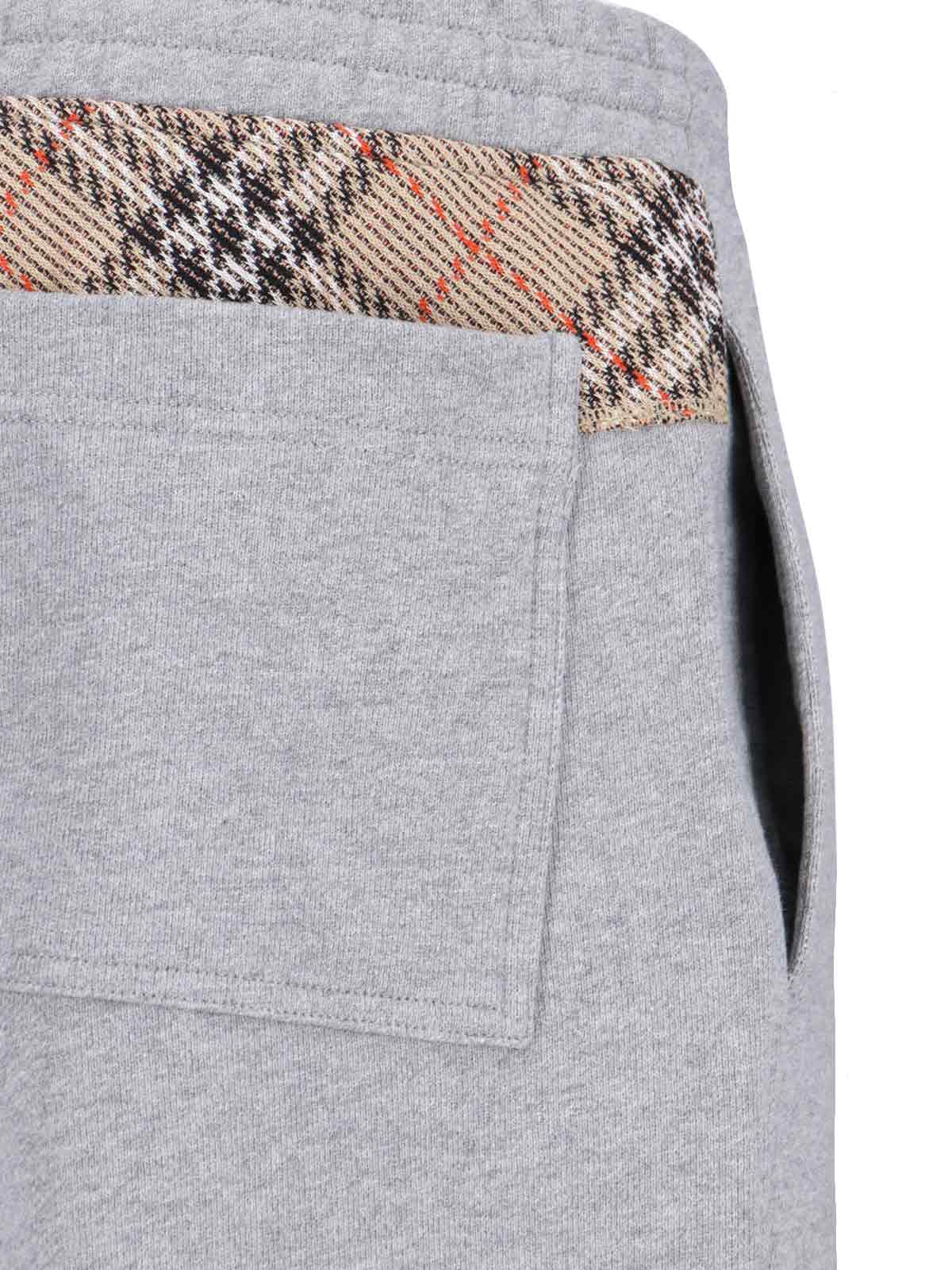 "Check" Tracksuit Bottoms In Grey Cotton