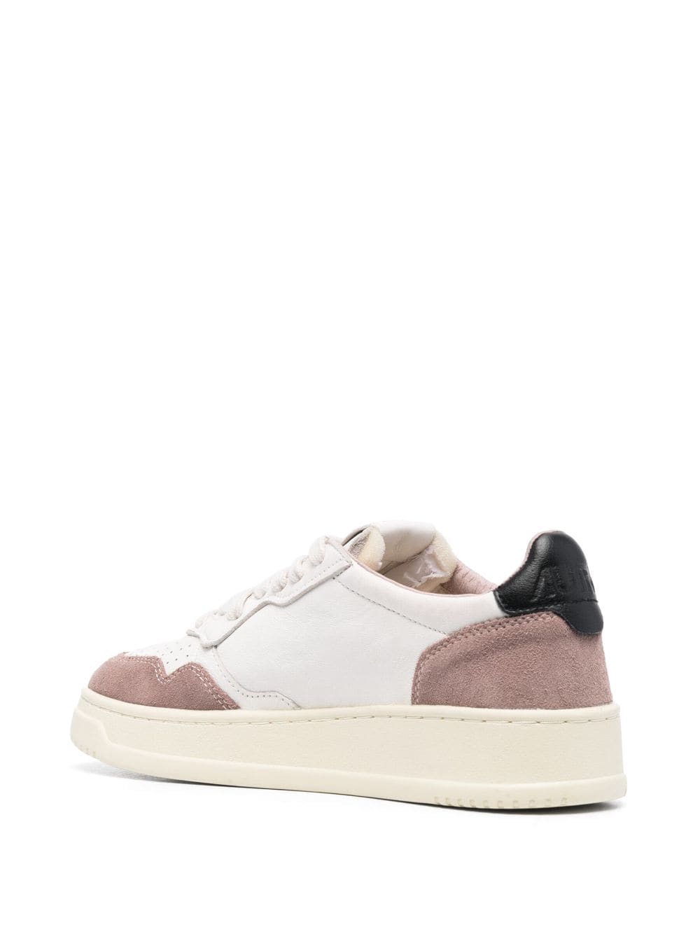 White and Brown Calf Leather and Goat Suede Sneakers