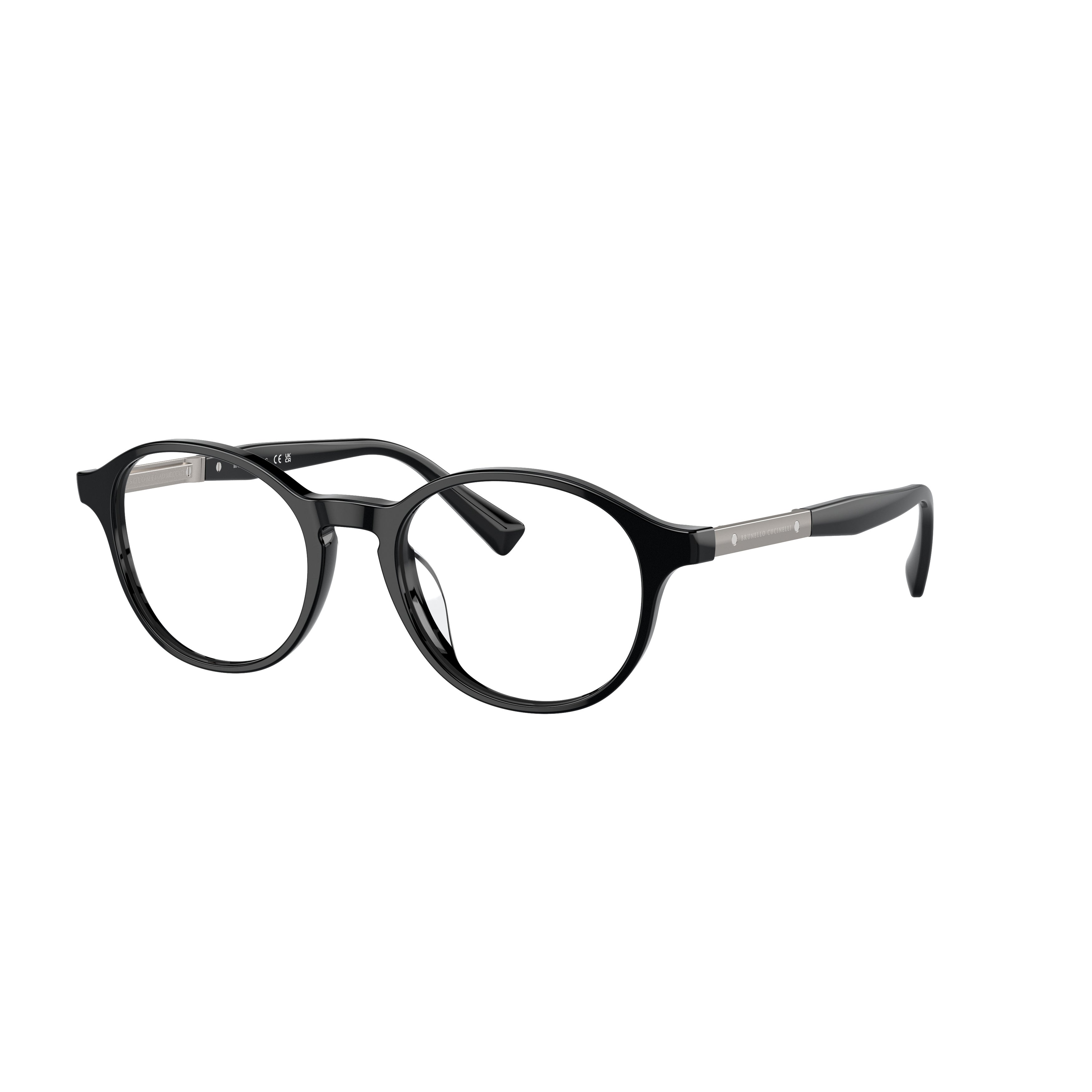 0bc3002 Glossy Black Acetate Round Frame Eyeglasses