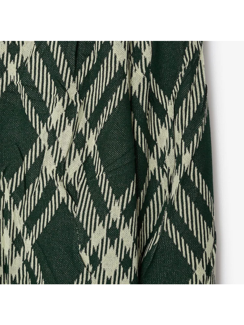 Check Pattern Pleated Cotton Blend Sweater