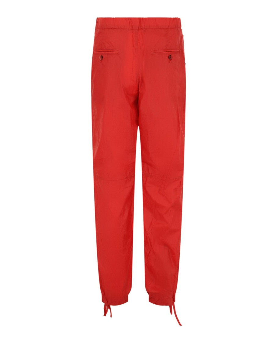 Coated Drawstring Straight-Leg Pants
