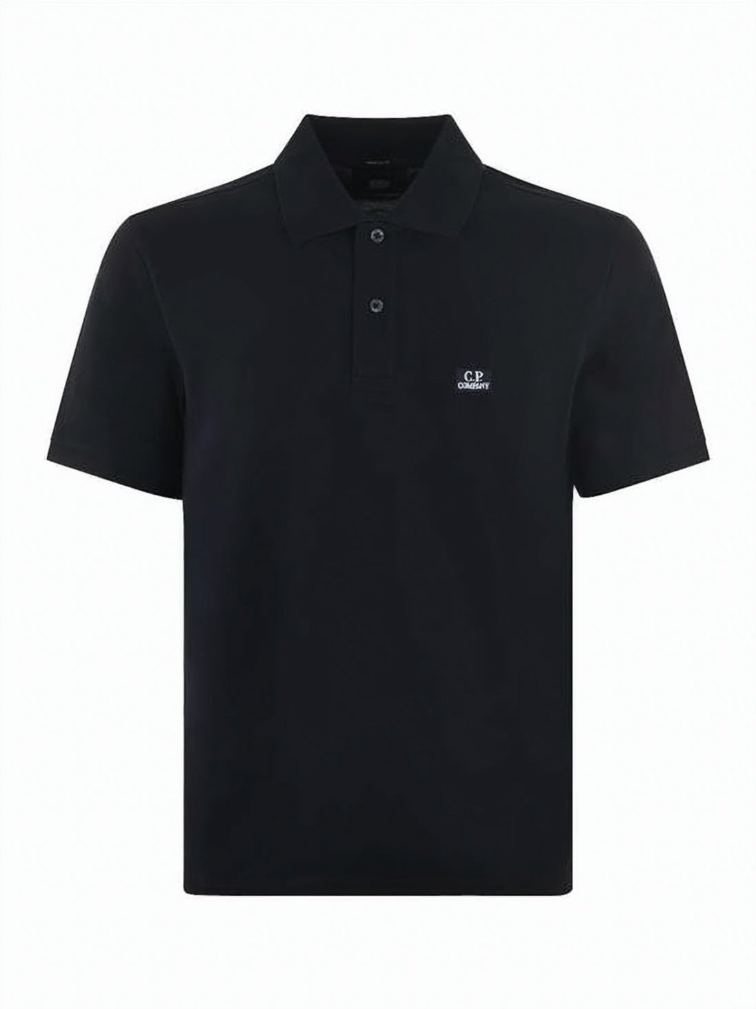 Black Polo Shirt with Three-Button Placket