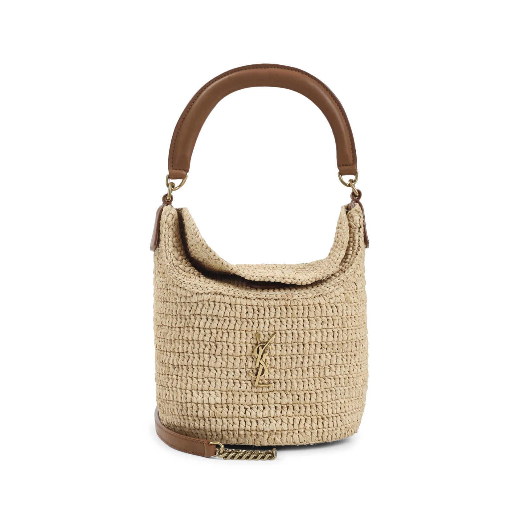 Structured Raffia And Leather Shoulder Bag