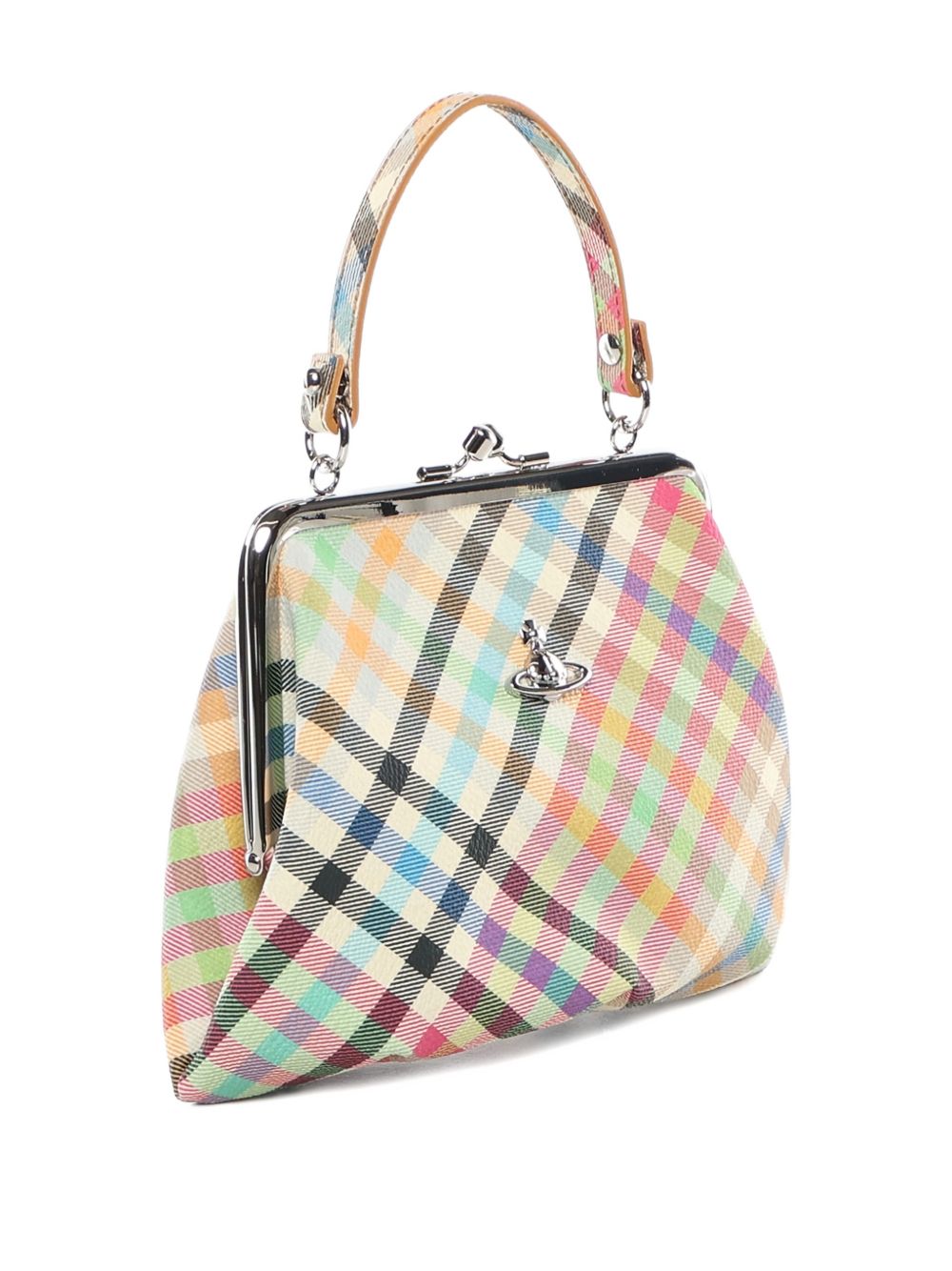 Structured Beige Plaid Shoulder Bag