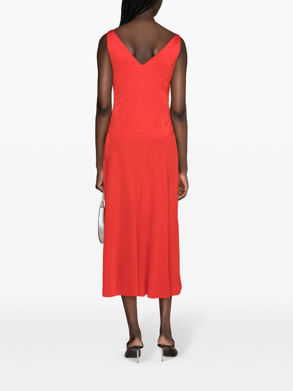 Red Abito Midi A-Line Viscose Dress