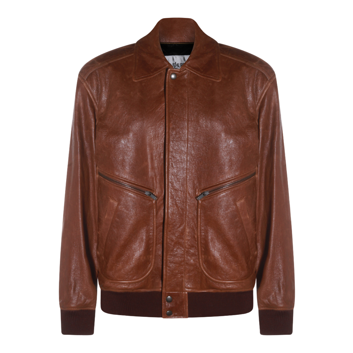 Rich Brown Leather Jacket With Textured Finish