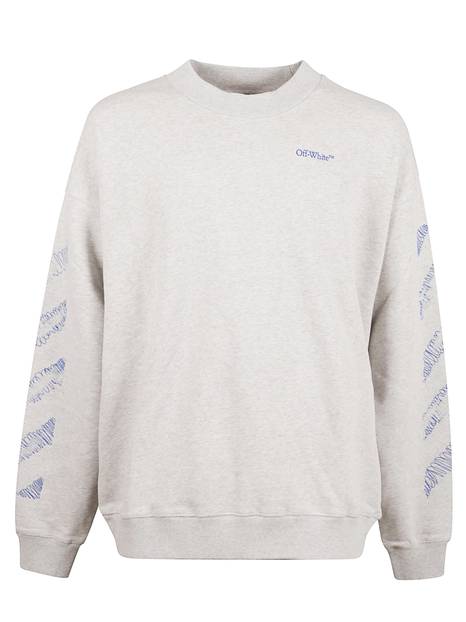 Grey Cotton Sweater with Embroidered Details and Artistic Motif