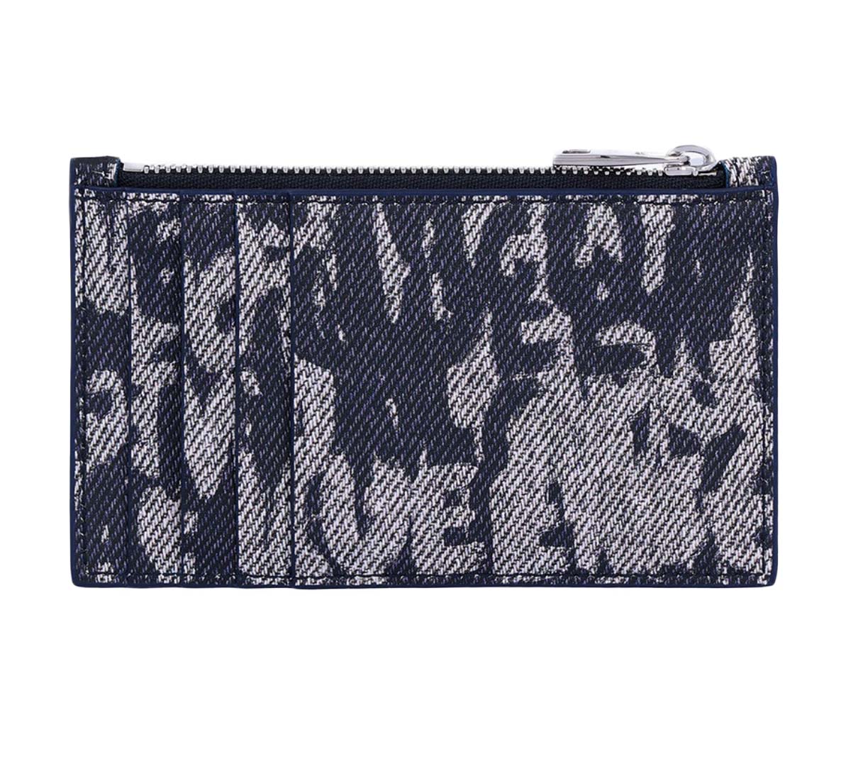 Textured Calf Leather Wallet with Zip Closure