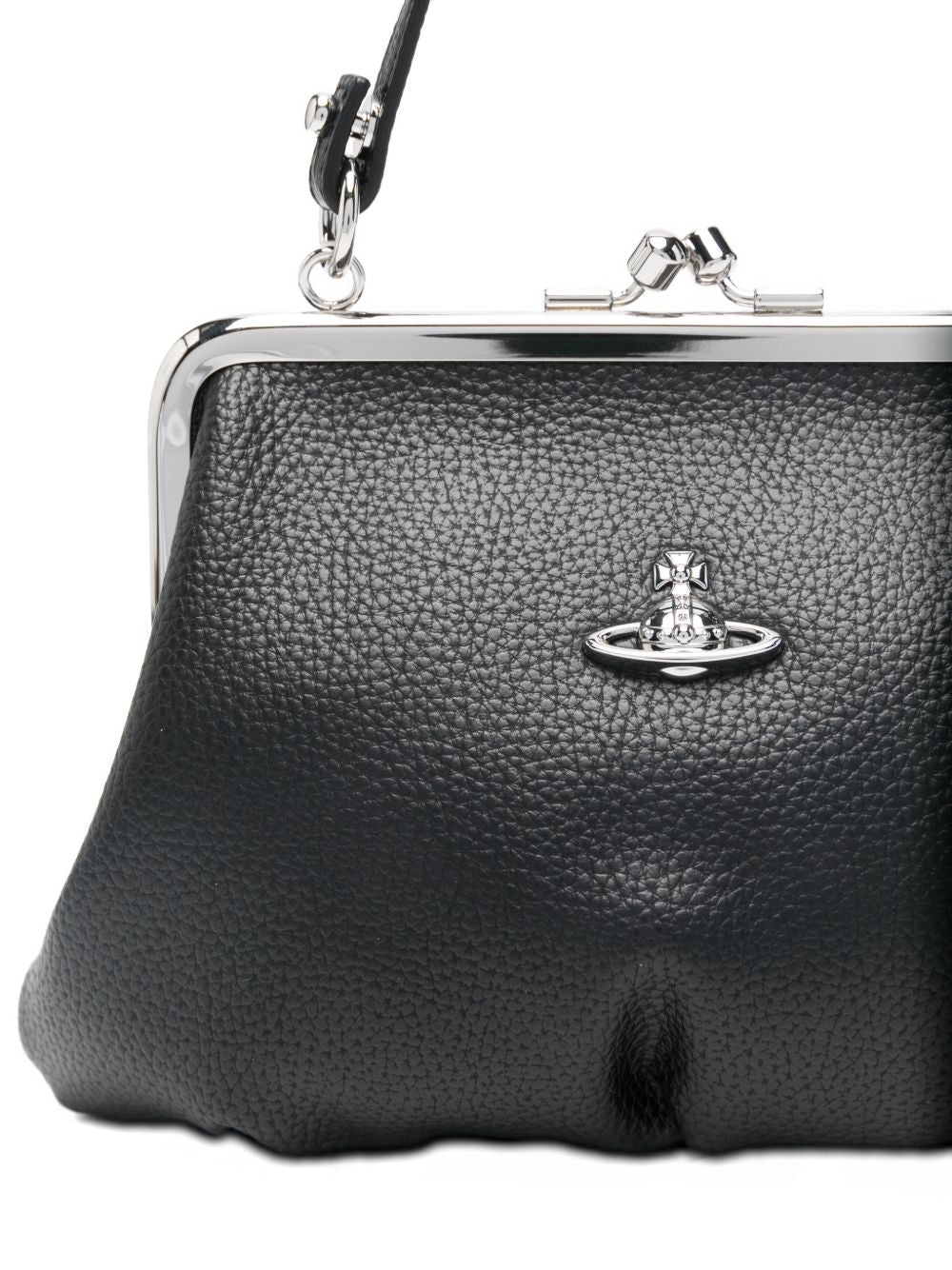 Pebbled Black Wallet with Top Handle